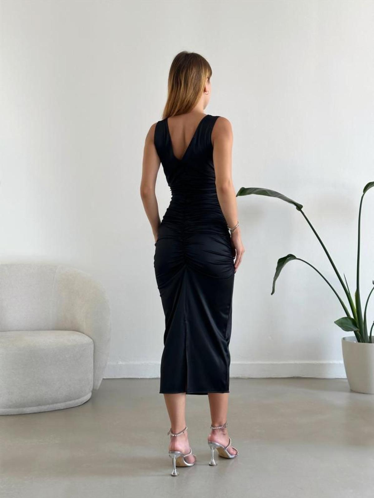 Women sleeveless midi dress wholesale Black color 668814