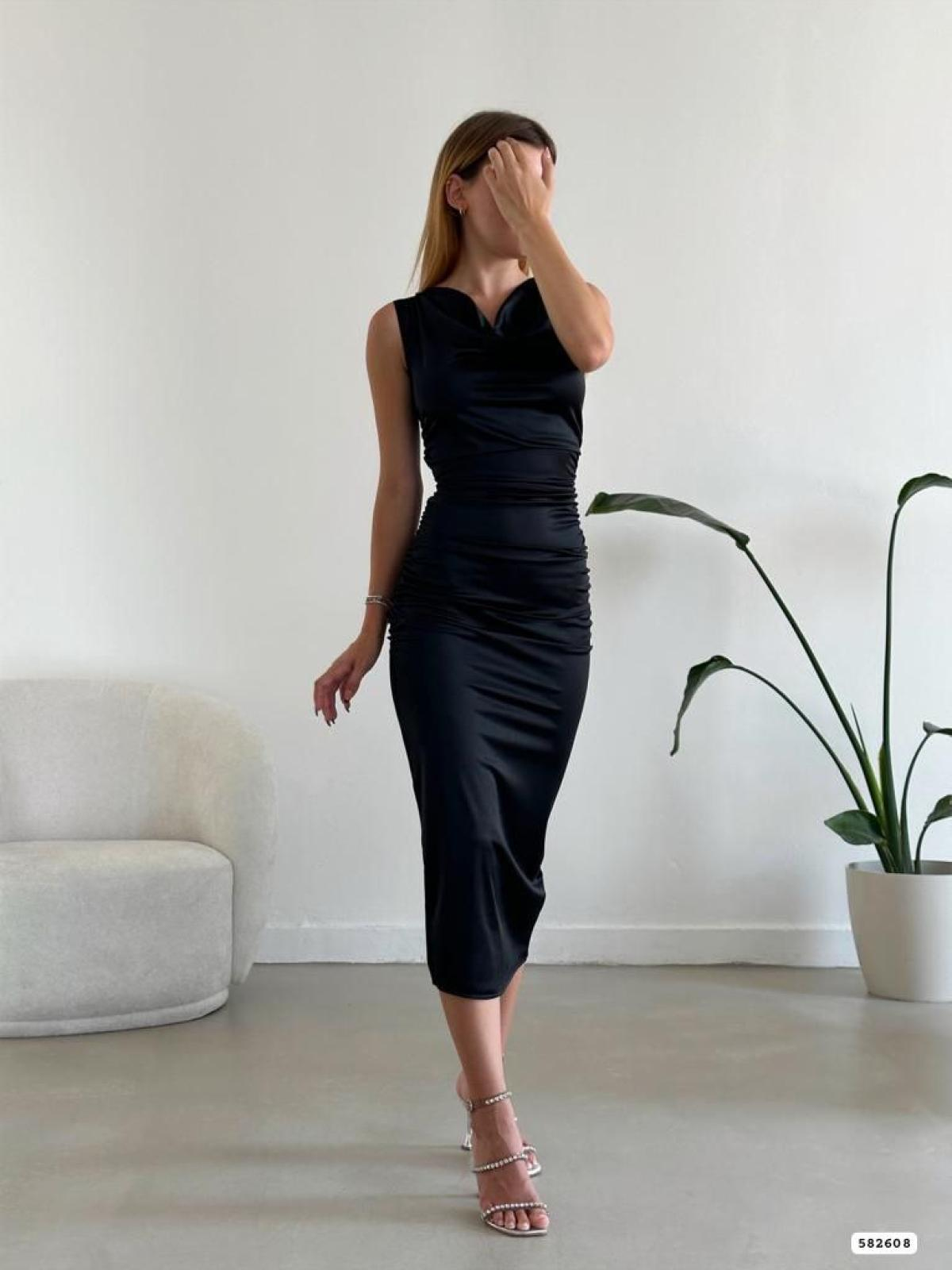 Women sleeveless midi dress wholesale Black color 668814