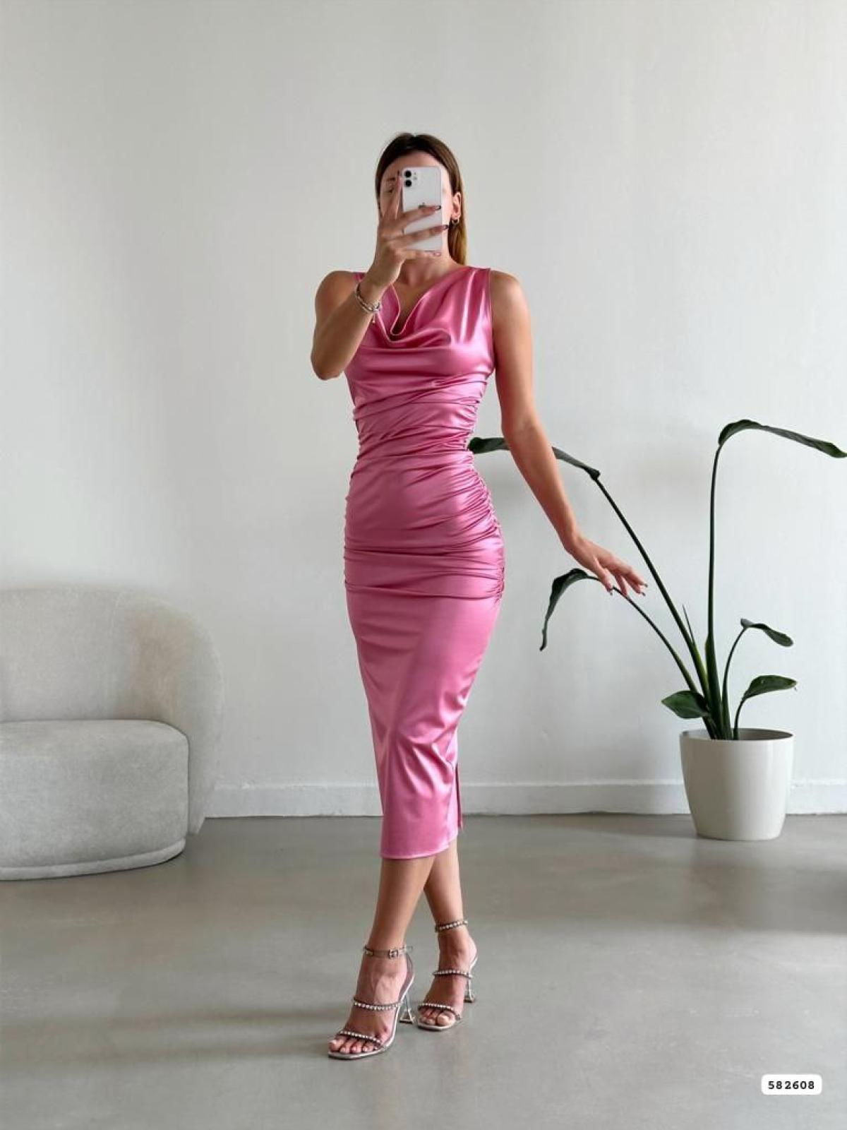 Women sleeveless midi dress wholesale Pink color 668815