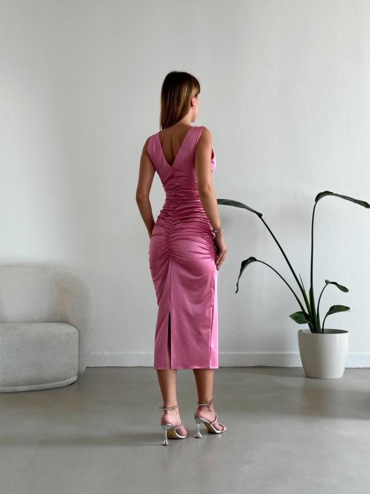 Women sleeveless midi dress wholesale Pink color 668815