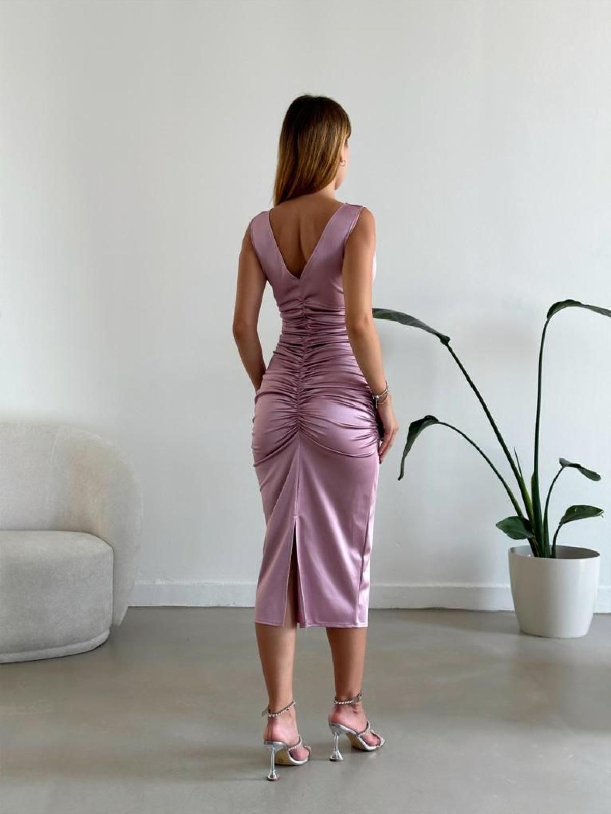 Women sleeveless midi dress wholesale Powder color 668816