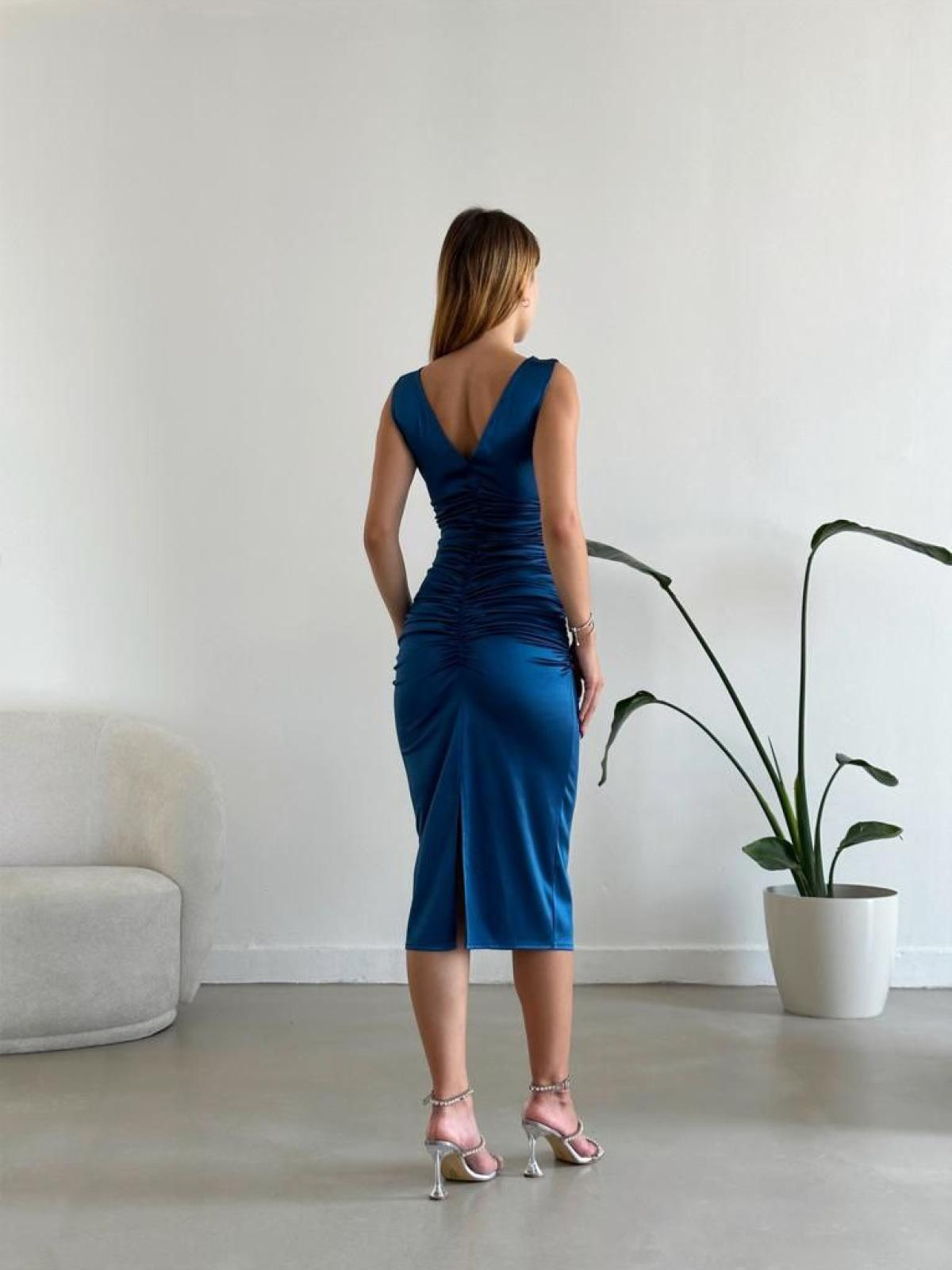 Women sleeveless midi dress wholesale Blue  color 668817