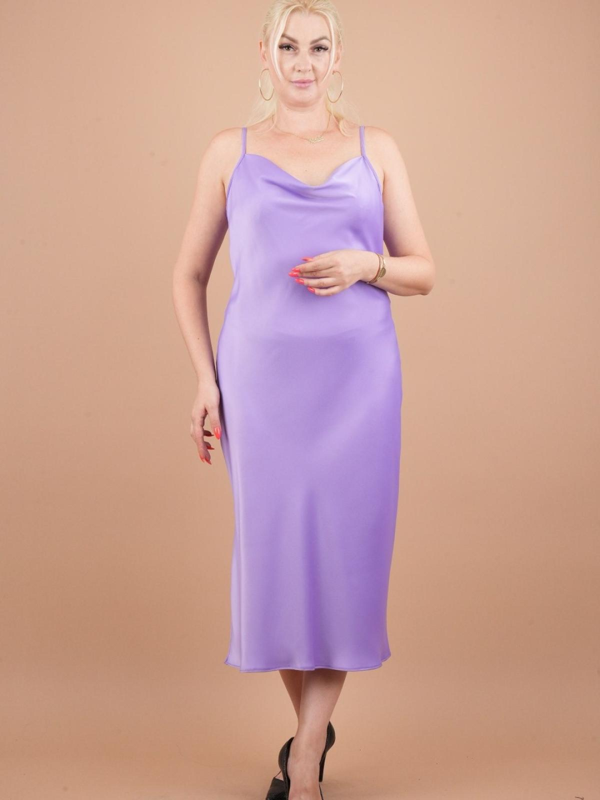 Women spaghetti strap midi dress Big size wholesale Lilac color