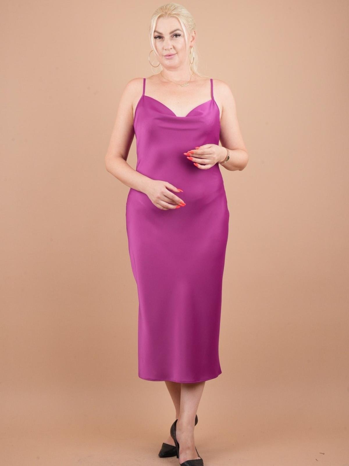 Women spaghetti strap midi dress Big size wholesale Byzantine color