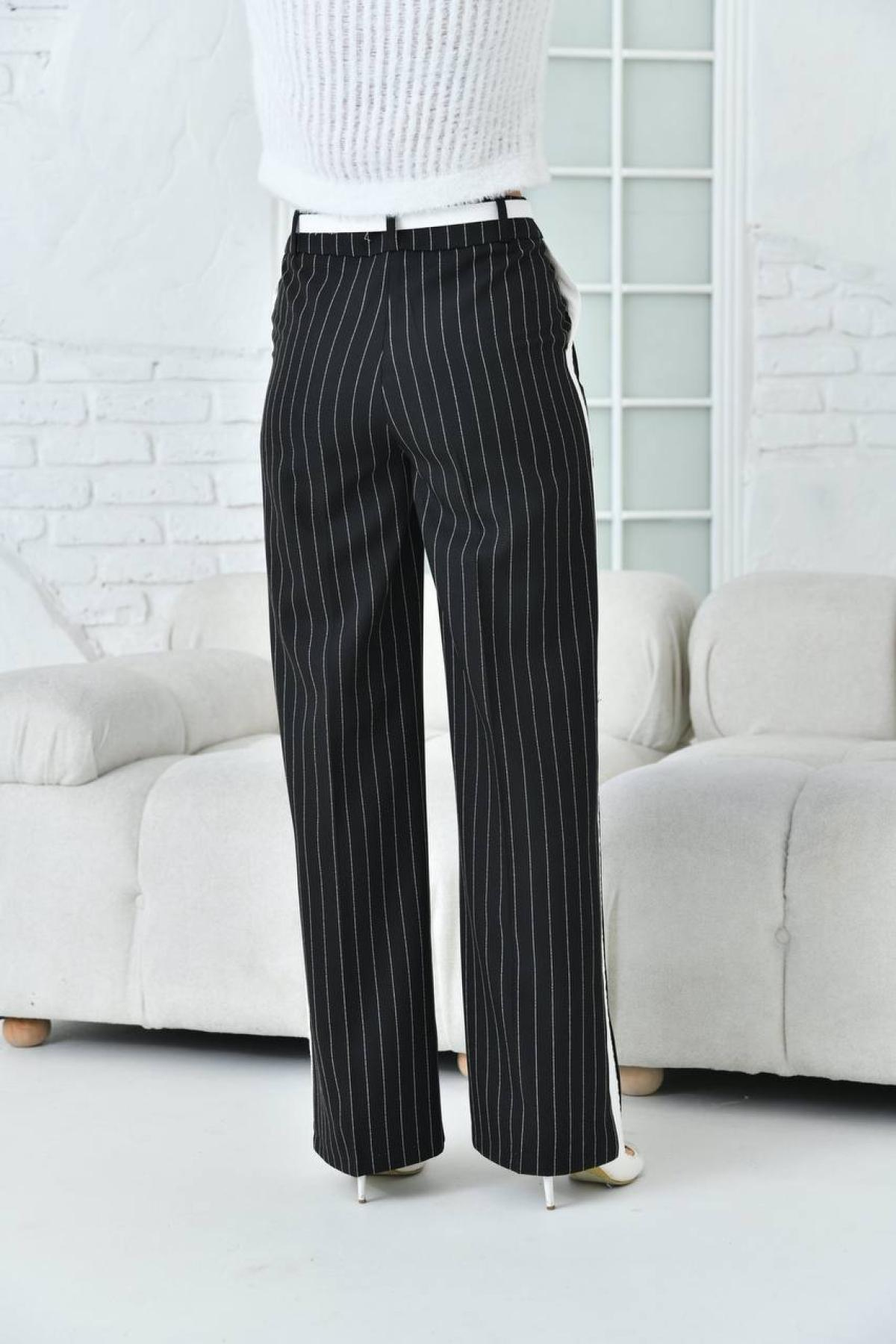 Women striped pants Plus size wholesale Black color 697318