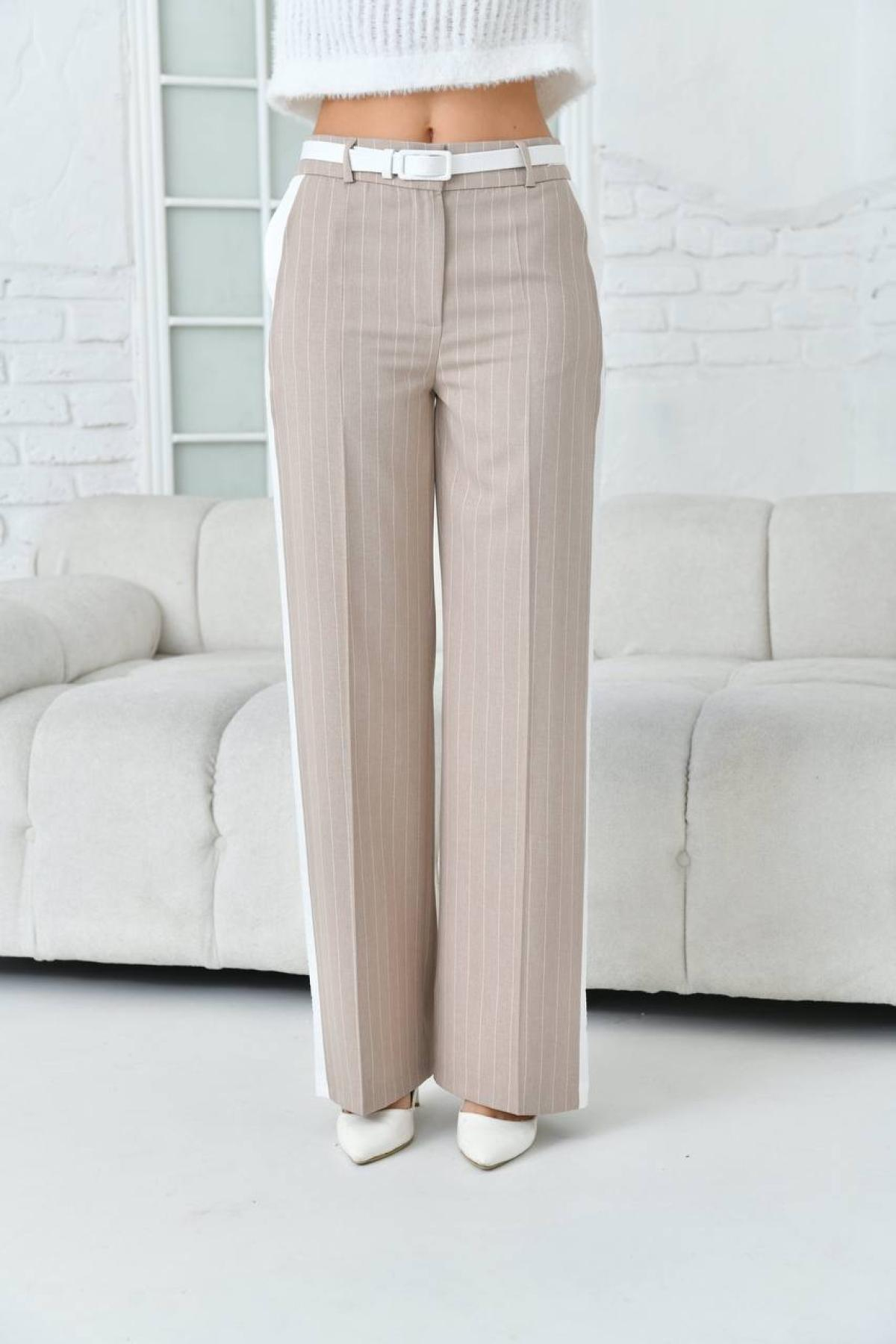 Women striped pants Plus size wholesale Beige color 697321