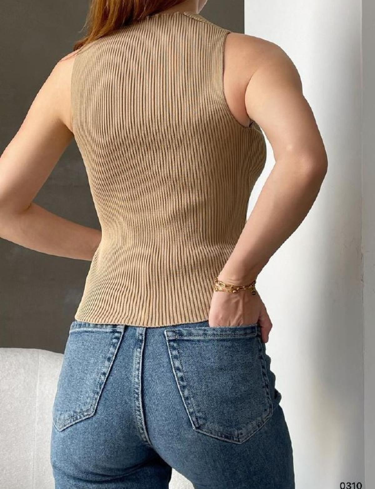 Women tricot top wholesale Beige color