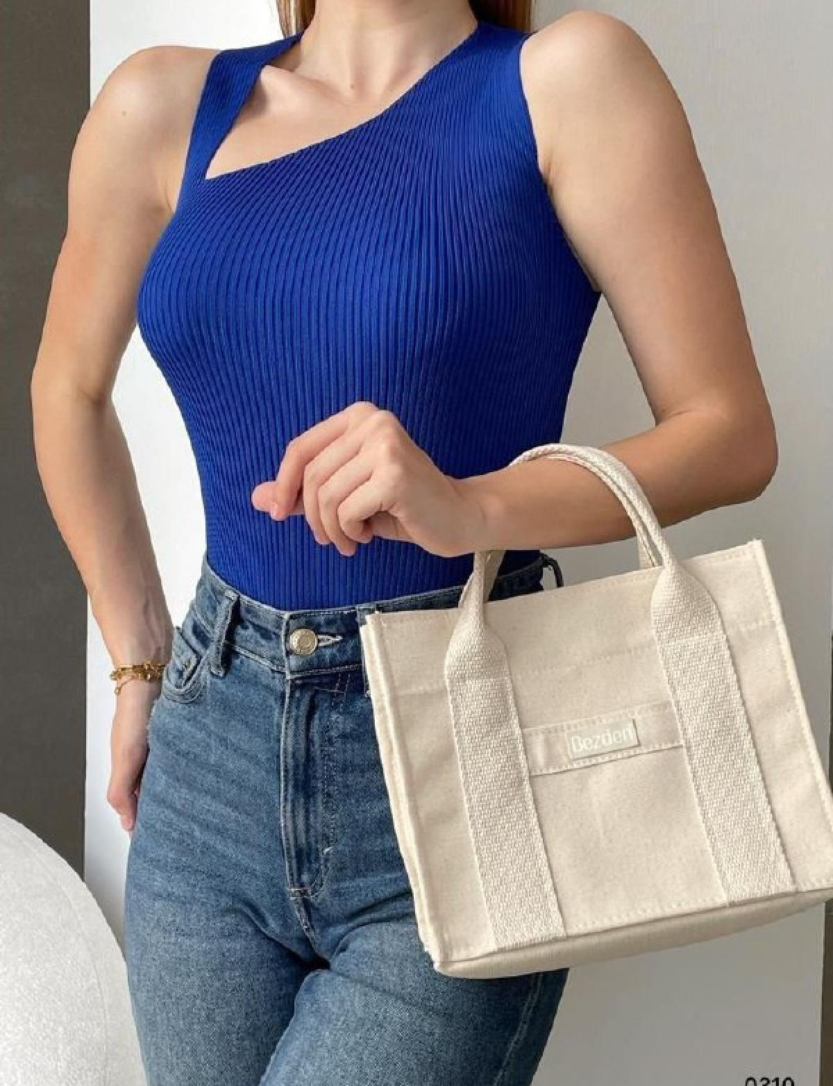 Women tricot top wholesale Blue color