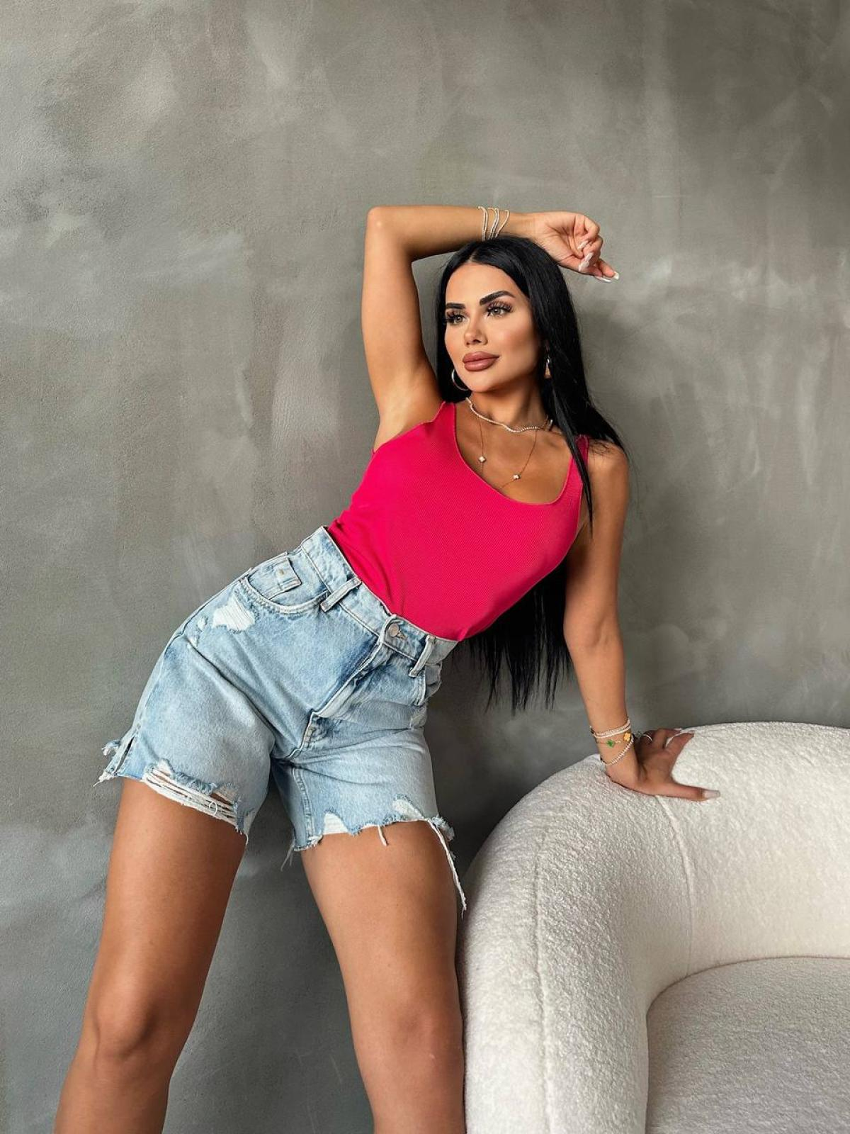 Women Tricot Top Wholesale Fuchsia Color