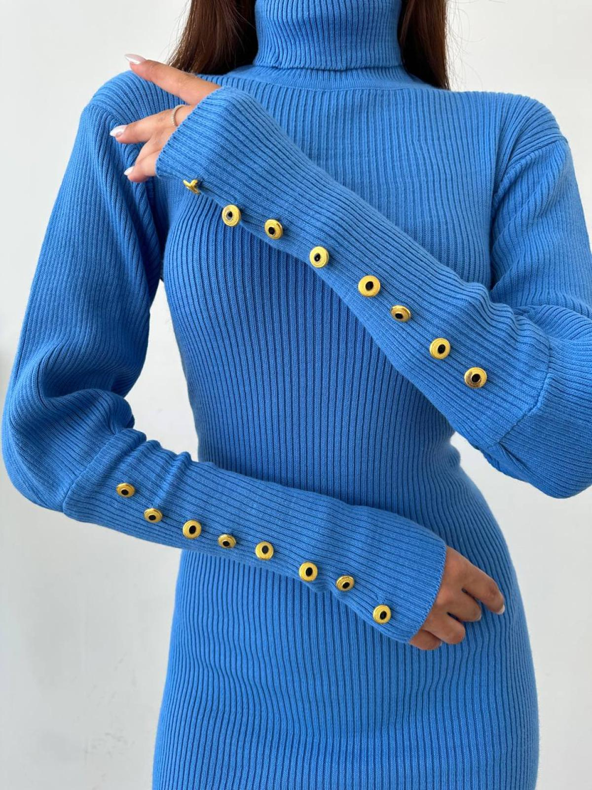 Women turtleneck midi dress wholesale Blue color 669135