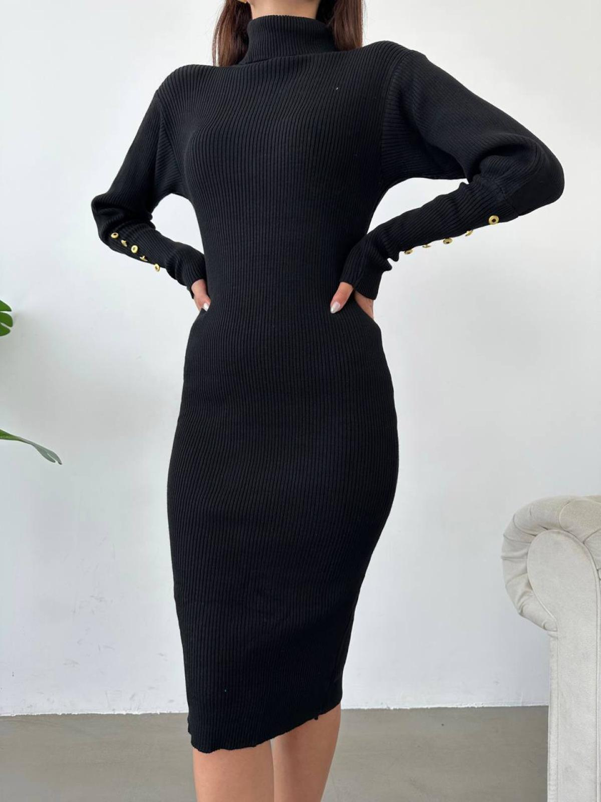 Women turtleneck midi dress wholesale Black color 669137