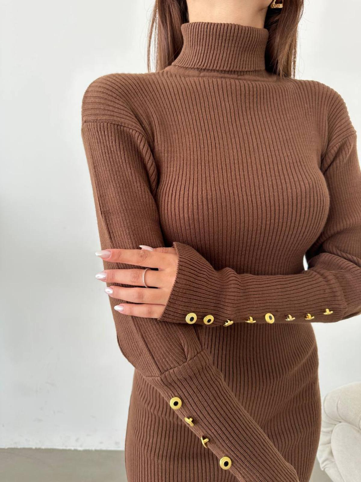 Women turtleneck midi dress wholesale Brown color 669127