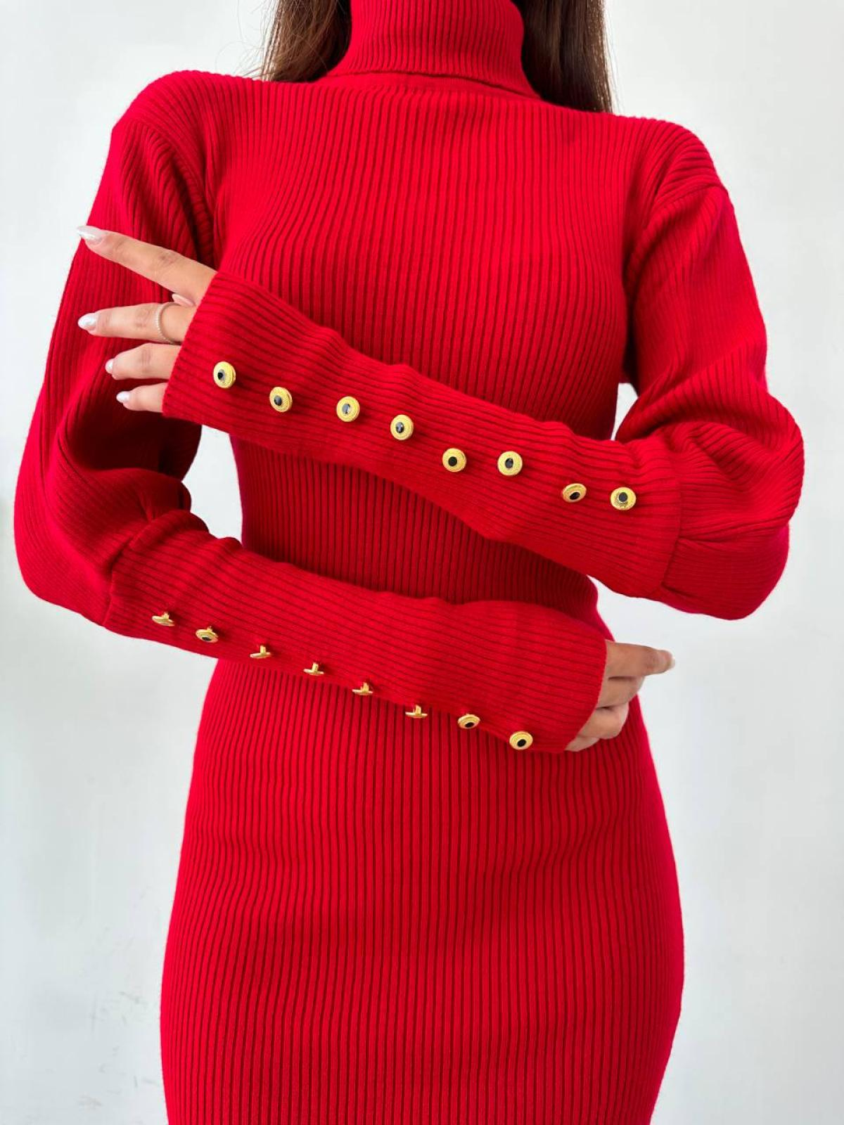 Women turtleneck midi dress wholesale Brick Red color 669134