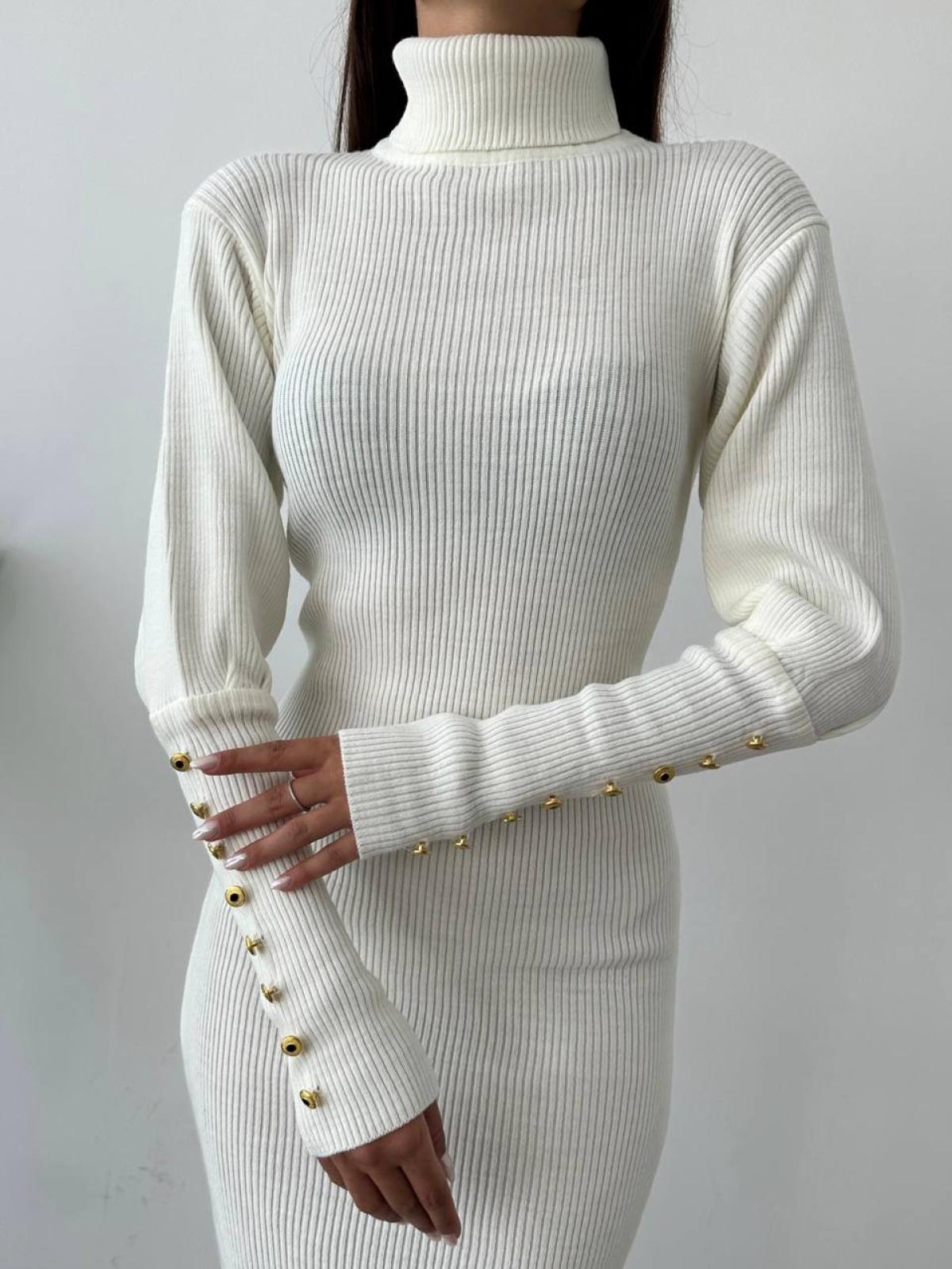 Women turtleneck midi dress wholesale White color 669126