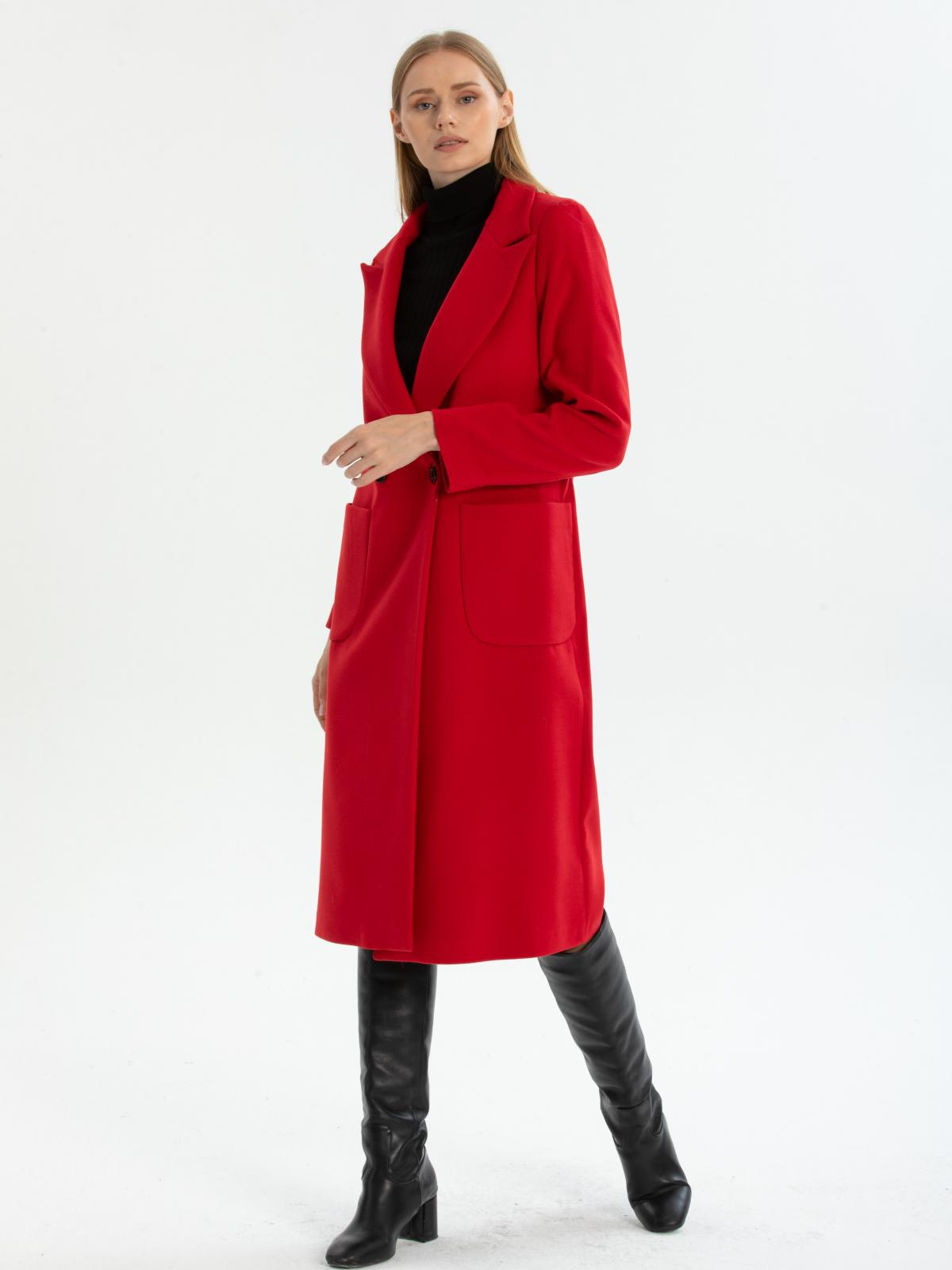 Women two-buttons coat wholesale Brick Red color 669531