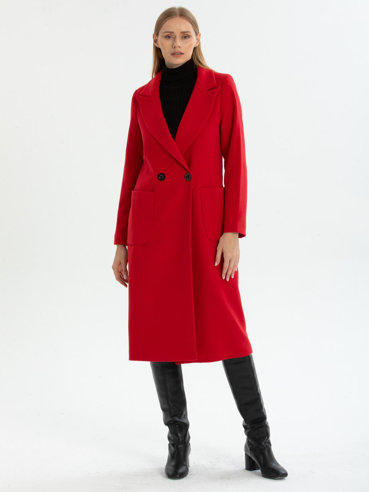 Women two-buttons coat wholesale Brick Red color 669531