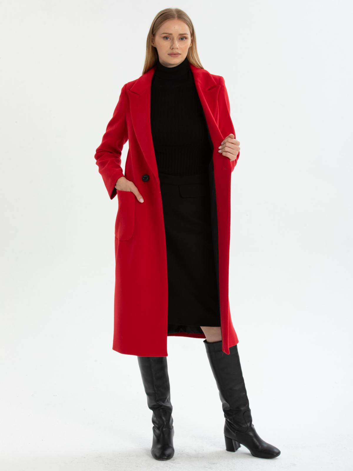 Women two-buttons coat wholesale Brick Red color 669531