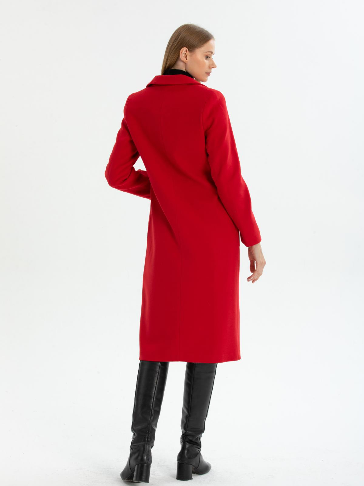 Women two-buttons coat wholesale Brick Red color 669531