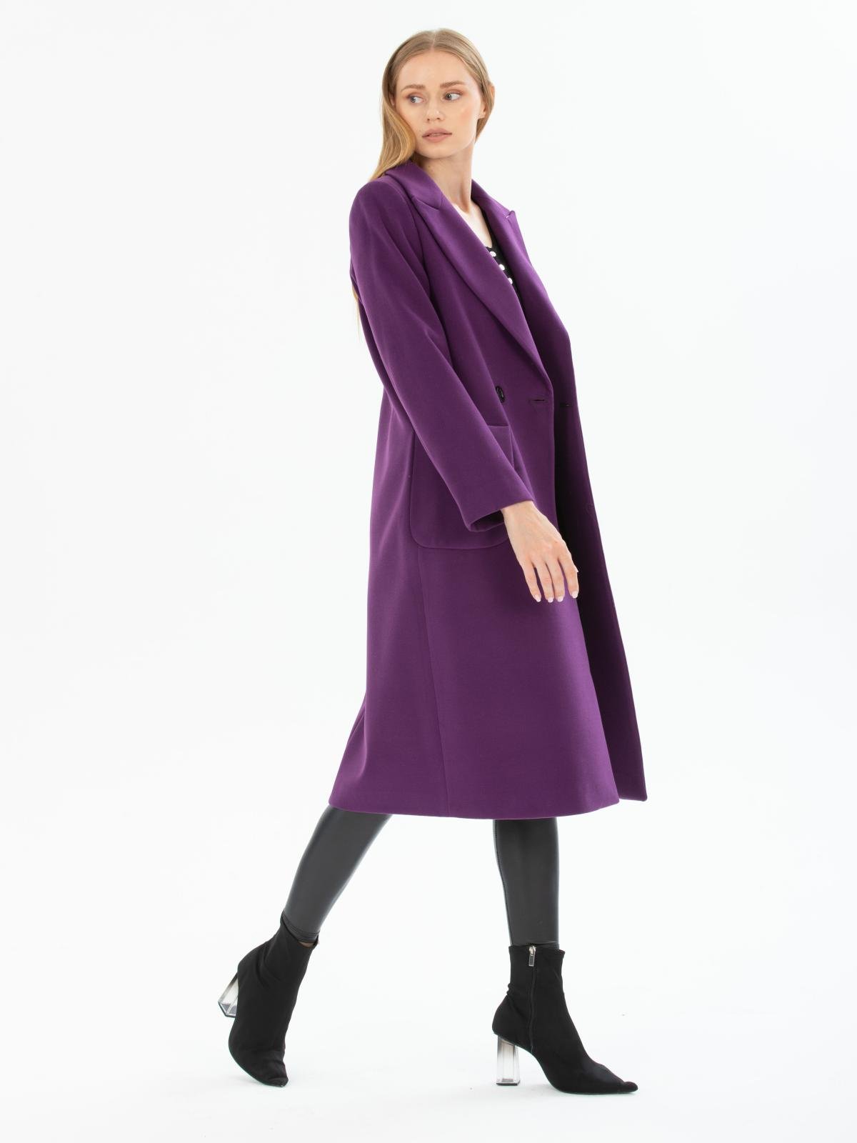 Women two-buttons coat wholesale Purple color 669532