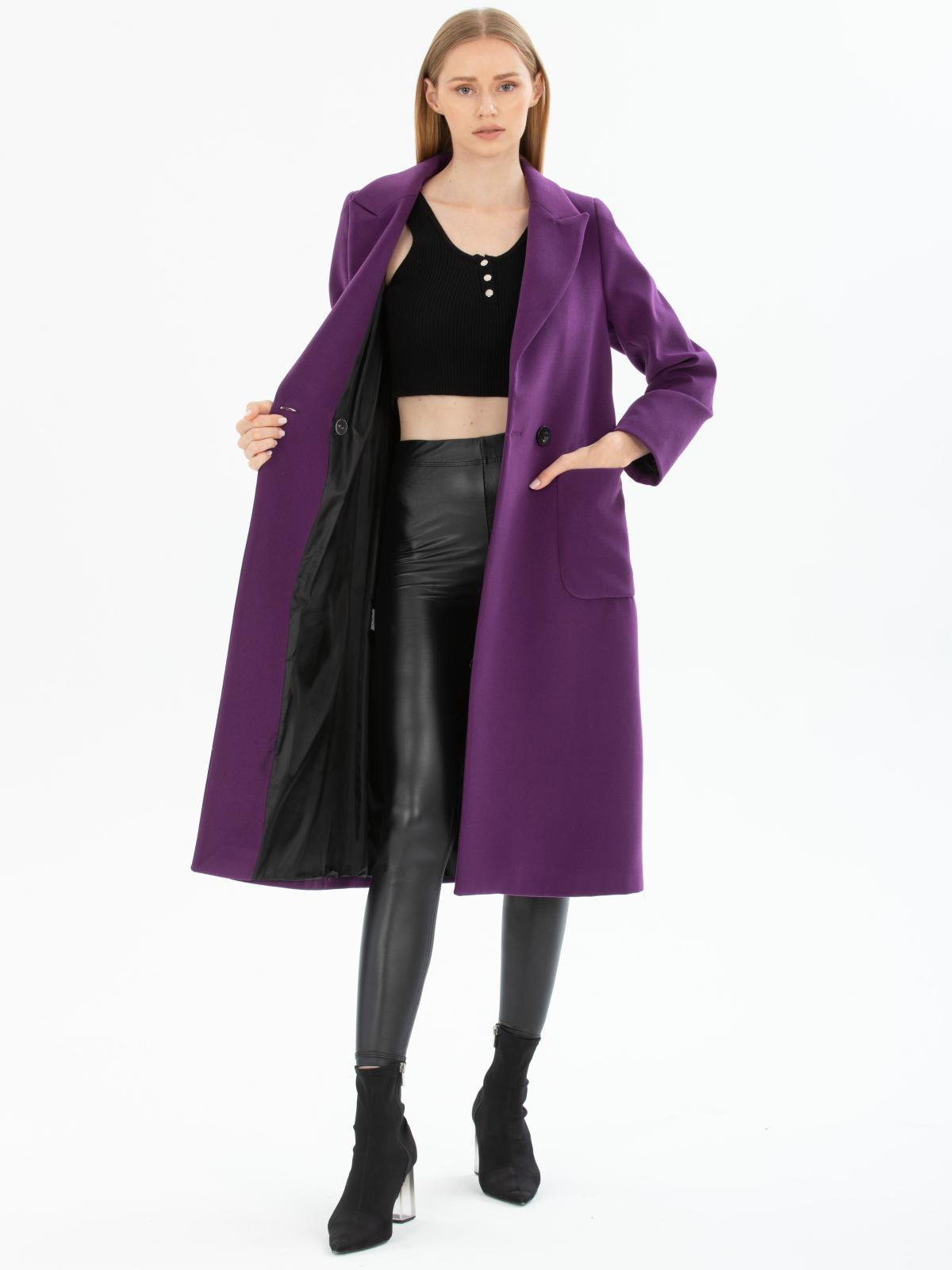 Women two-buttons coat wholesale Purple color 669532