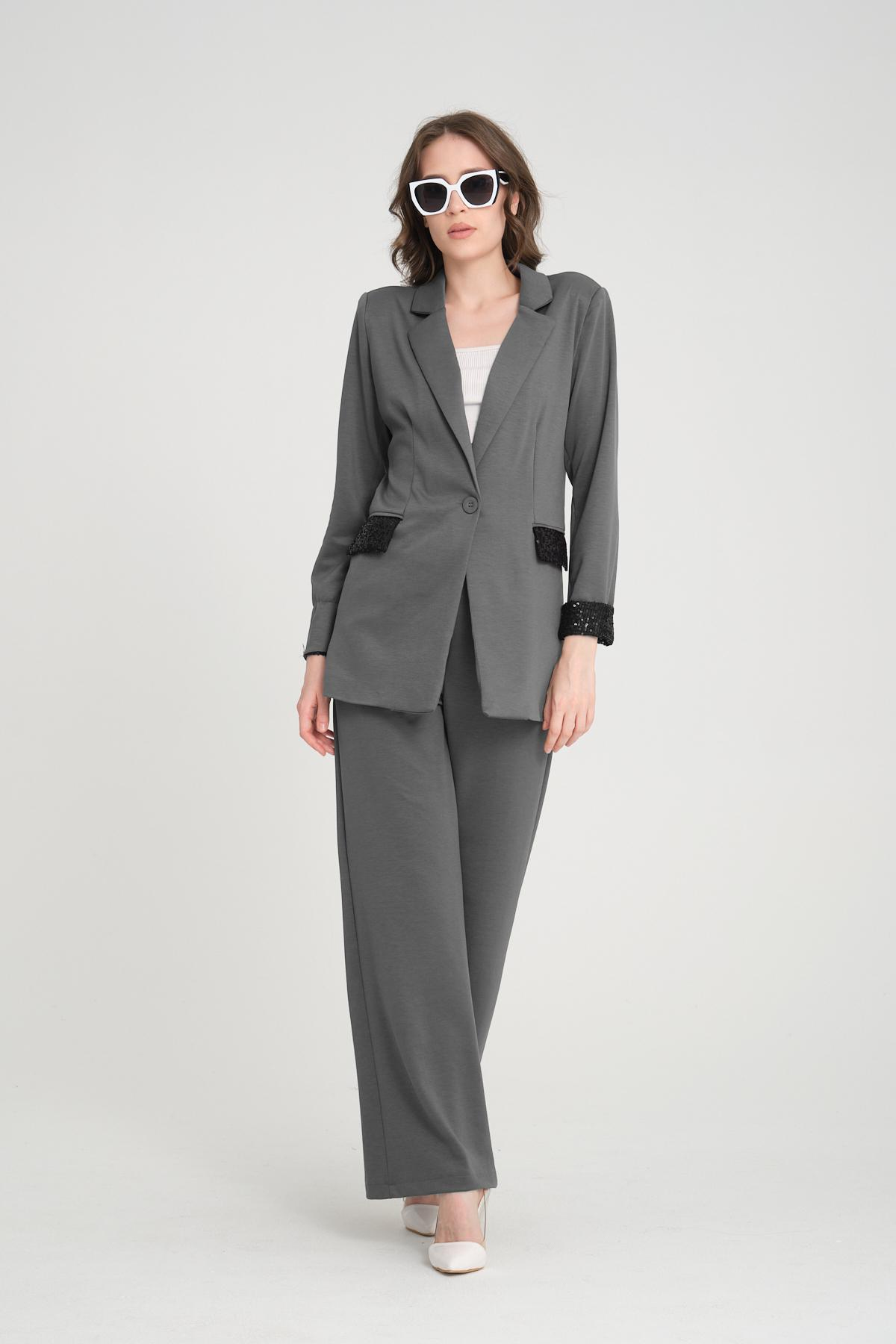 Women two-piece suit wholesale Anthracite color 698899