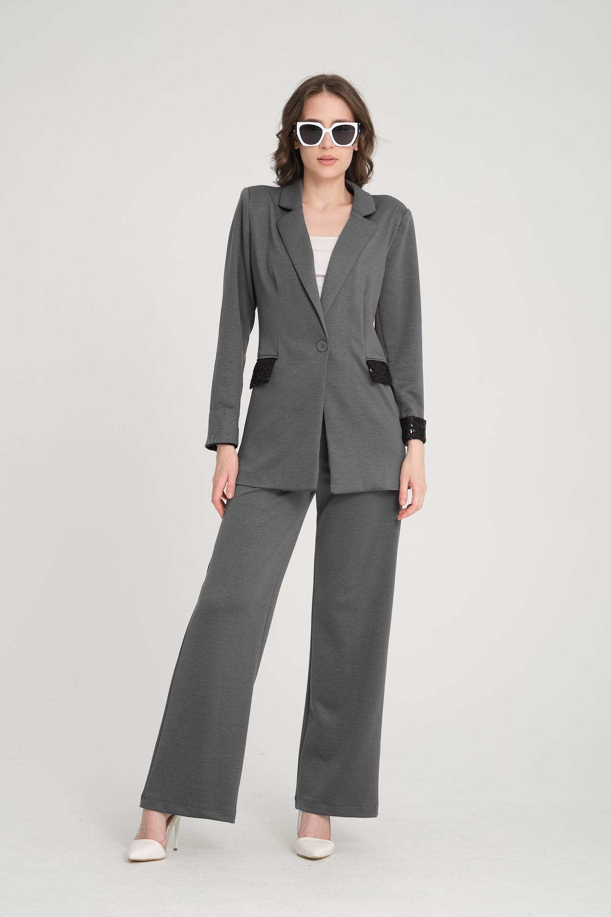Women two-piece suit wholesale Anthracite color 698899