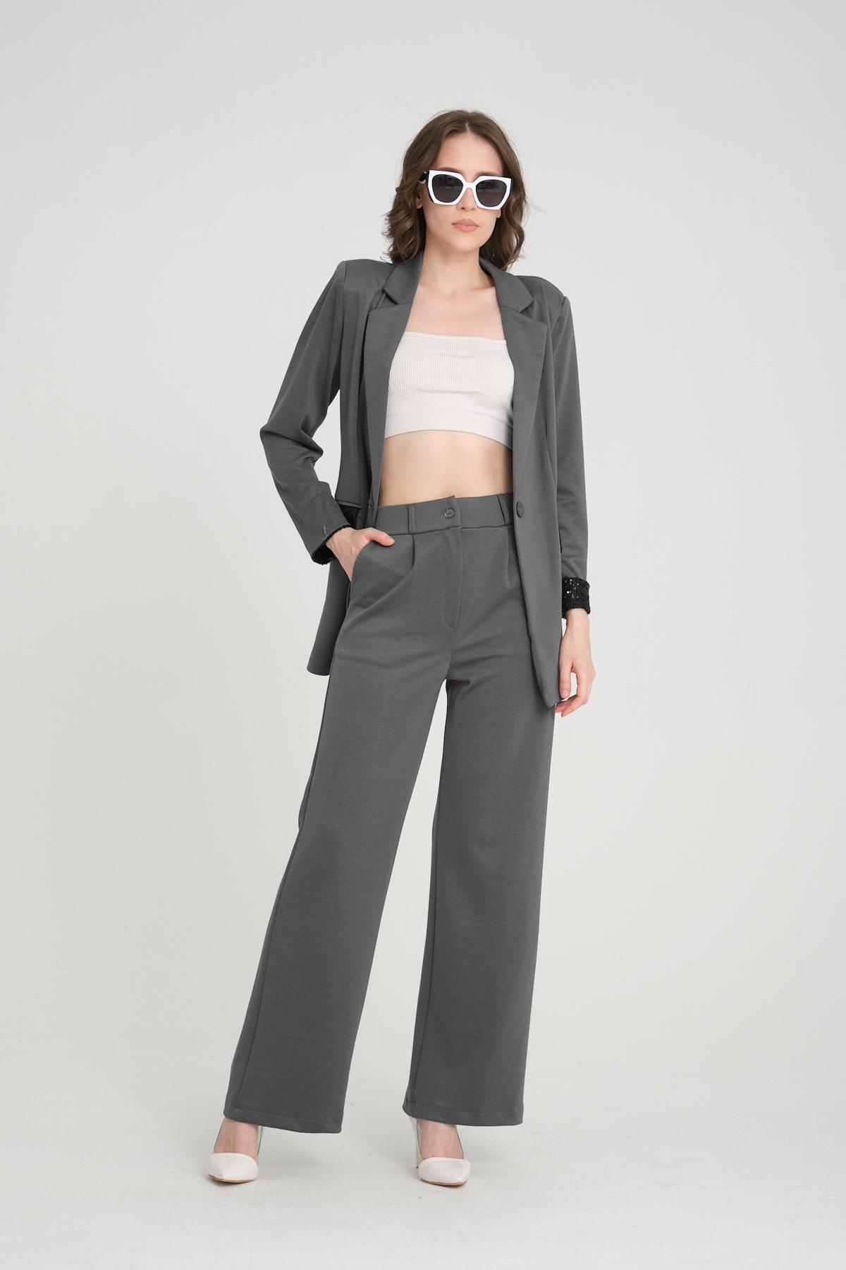 Women two-piece suit wholesale Anthracite color 698899