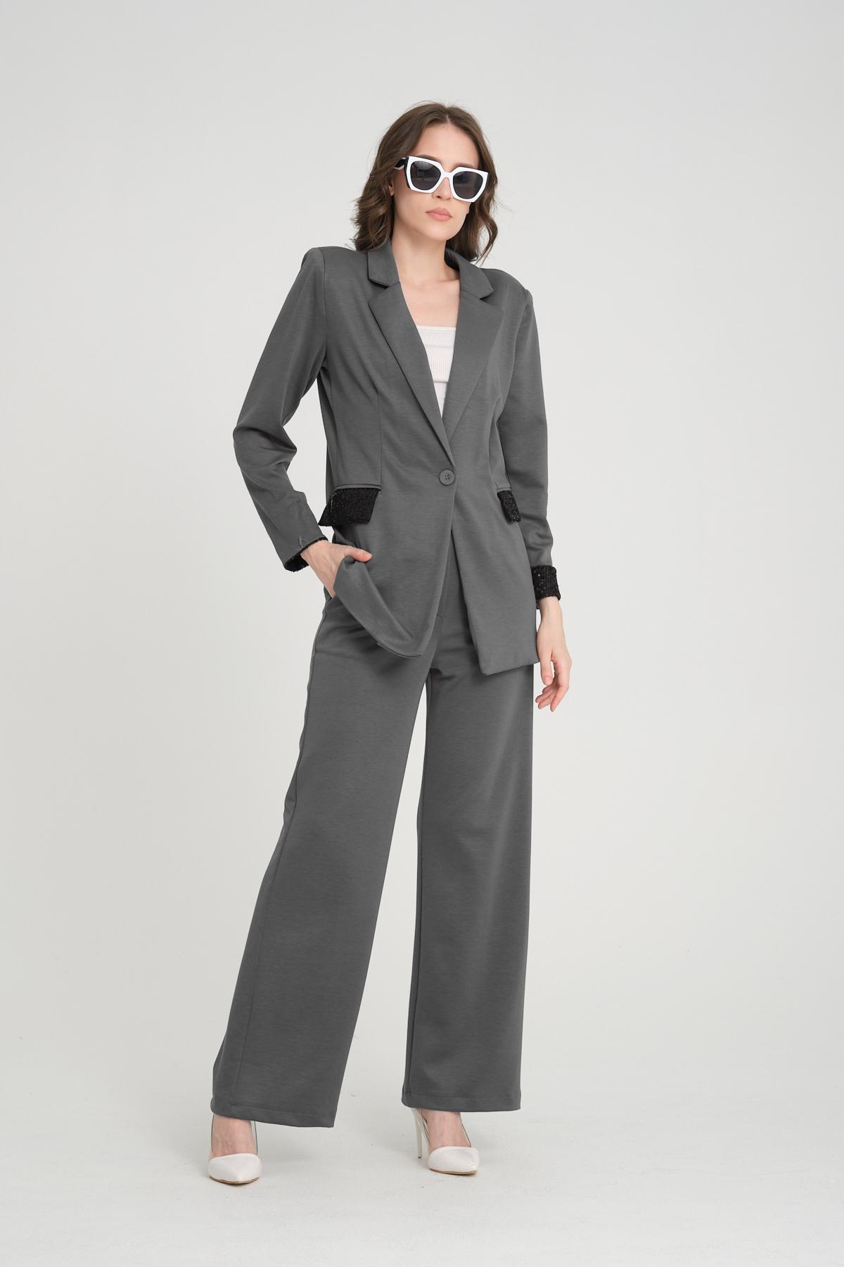 Women two-piece suit wholesale Anthracite color 698899