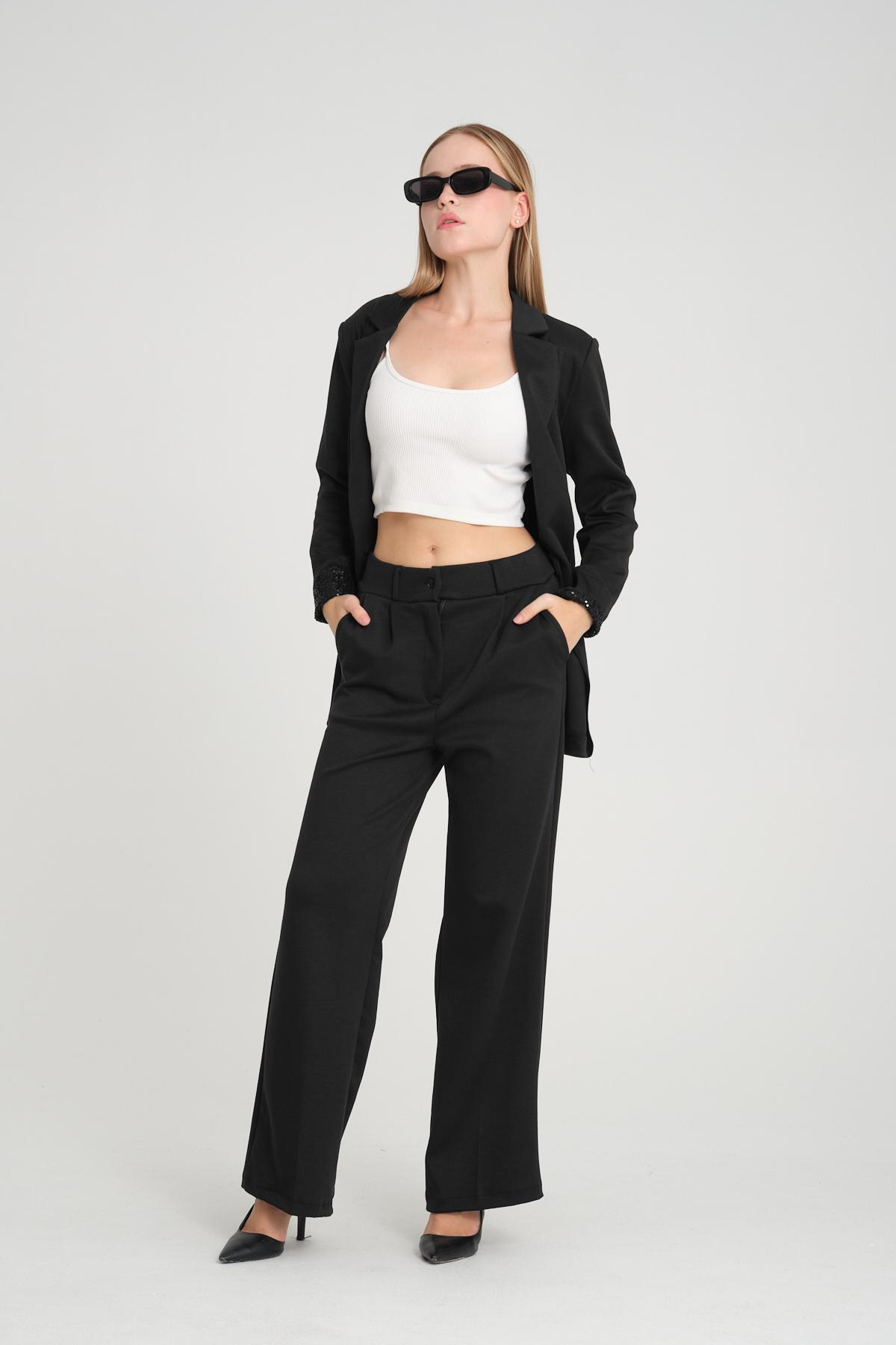 Women two-piece suit wholesale Black color 698898