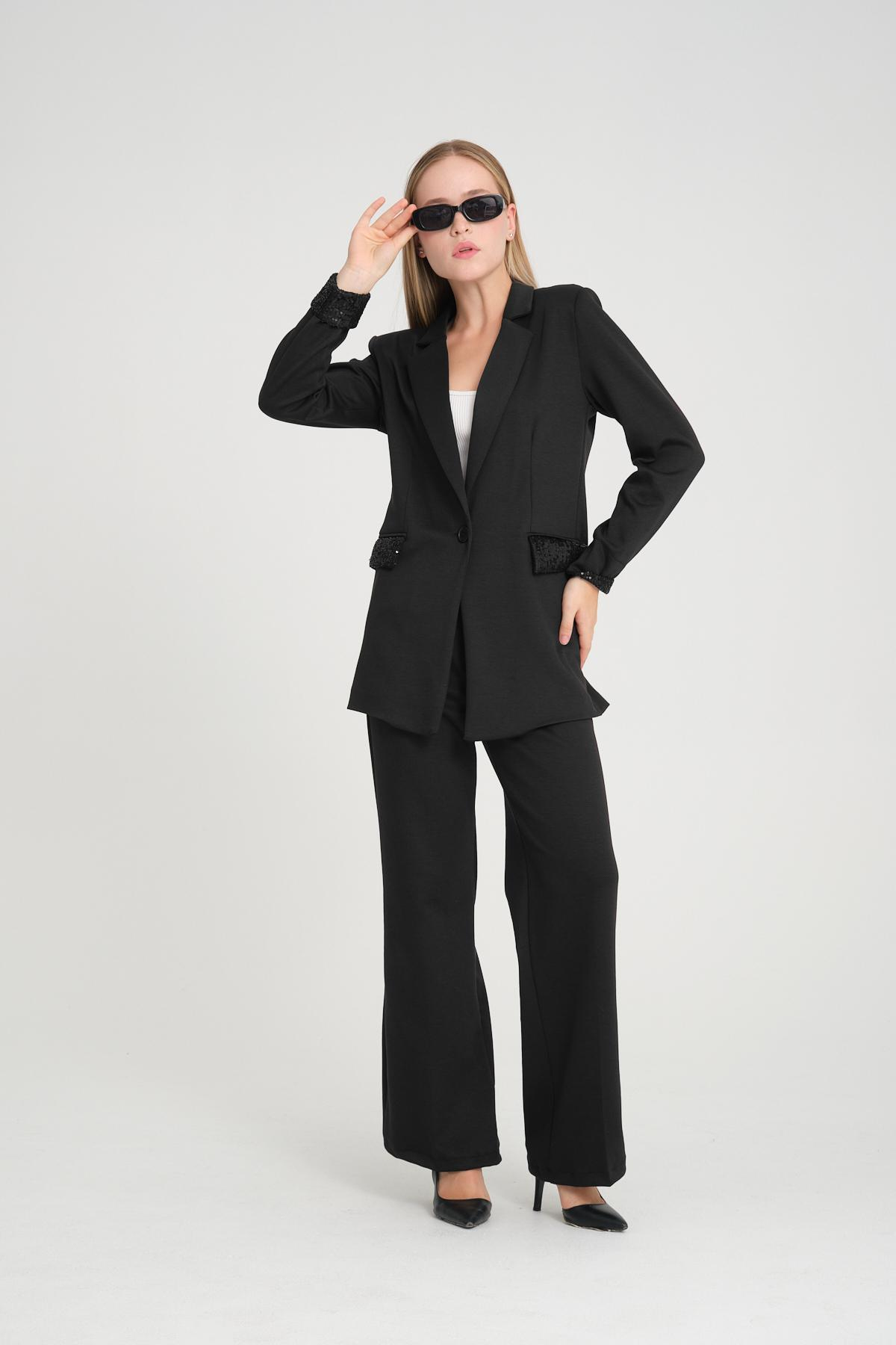 Women two-piece suit wholesale Black color 698898