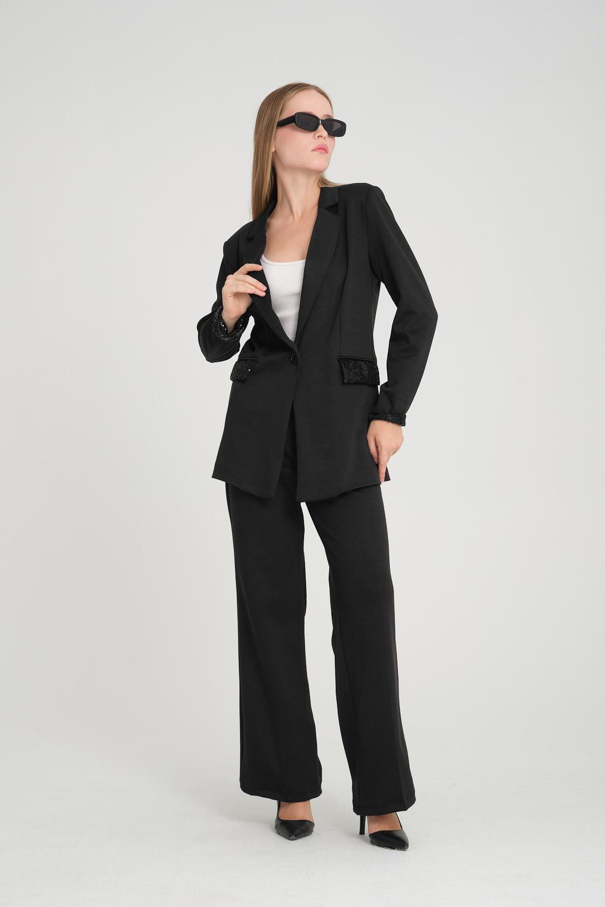 Women two-piece suit wholesale Black color 698898