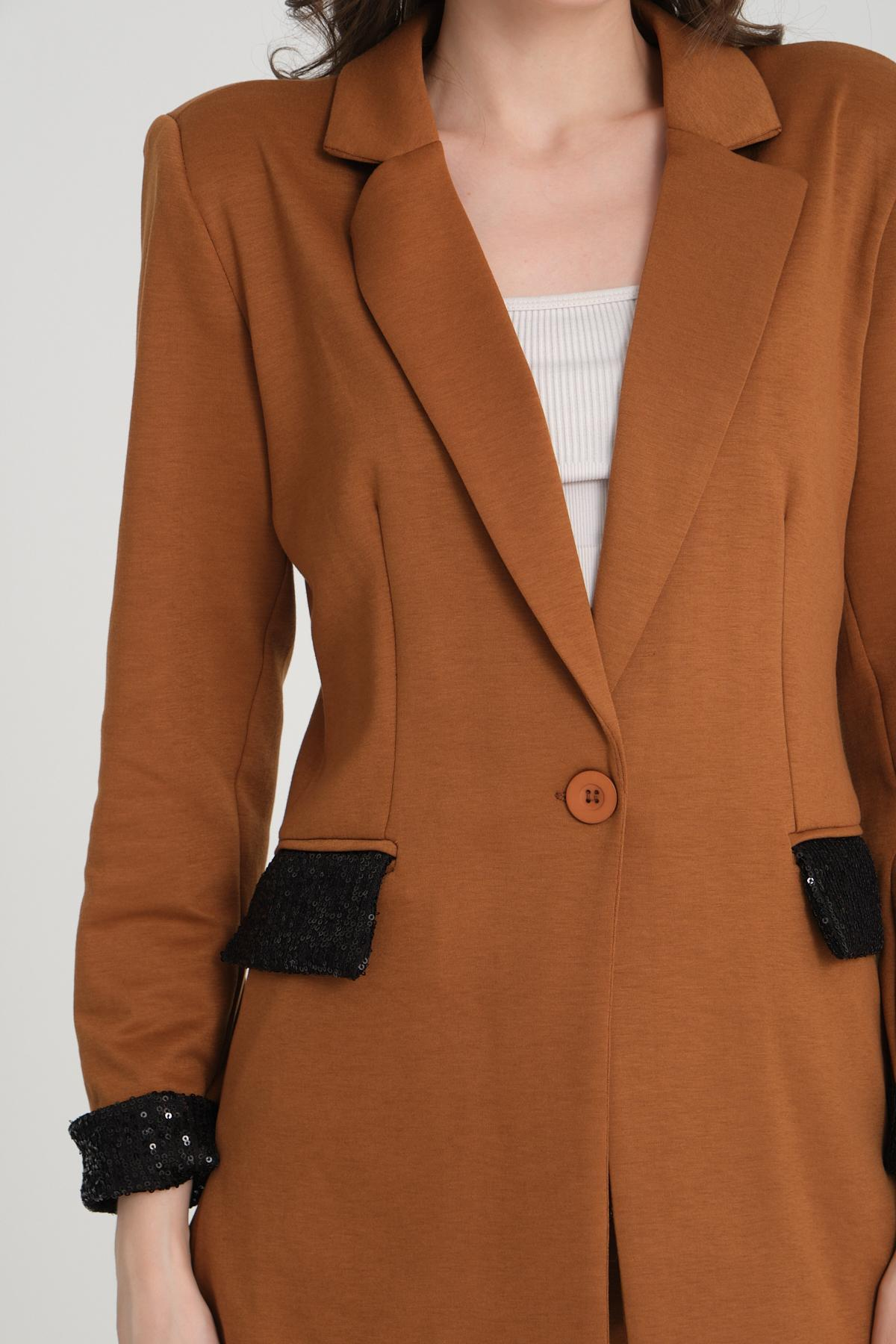 Women two-piece suit wholesale Tobacco Brown color 698902