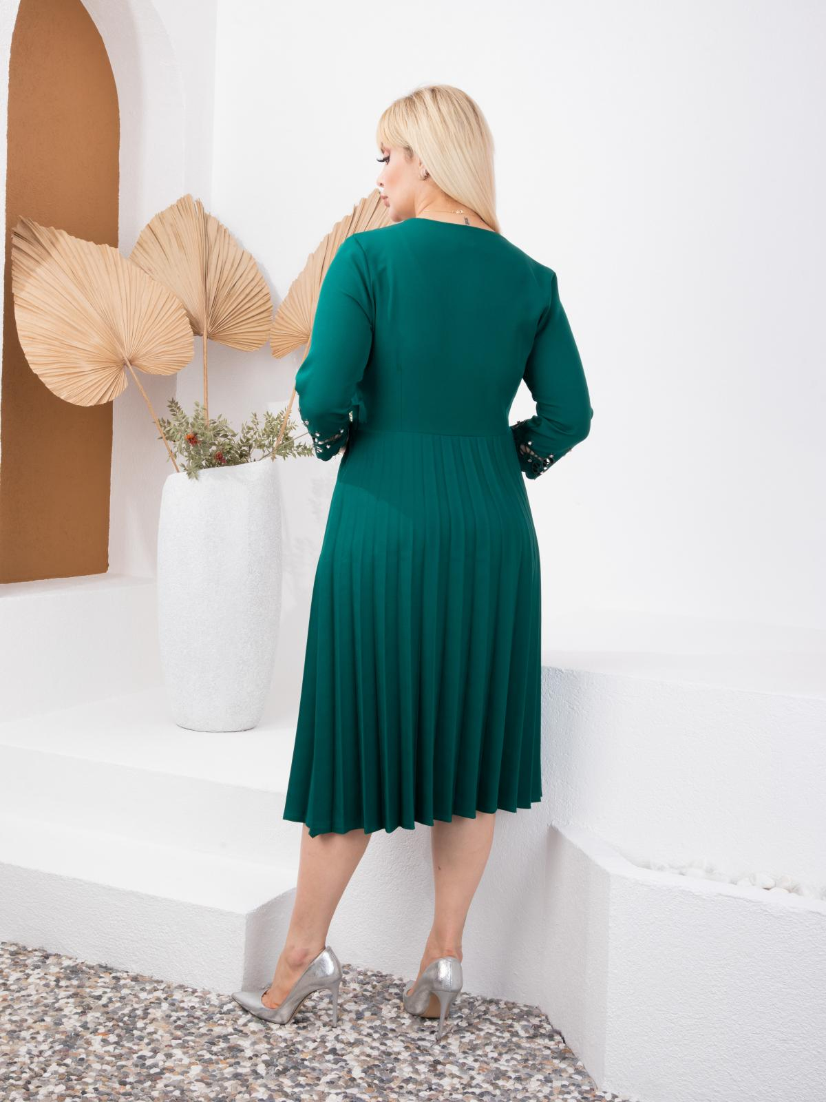 Women v-neck midi dress with rhinestones wholesale Green color 668921