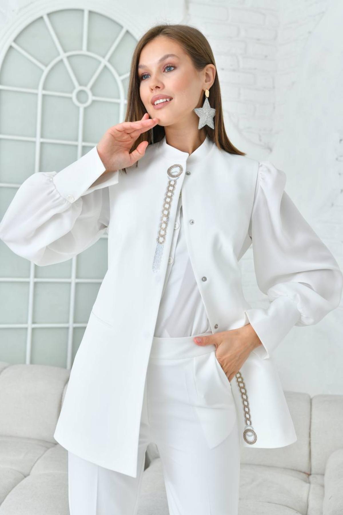Women vest and pants suit Plus size wholesale White color 697276