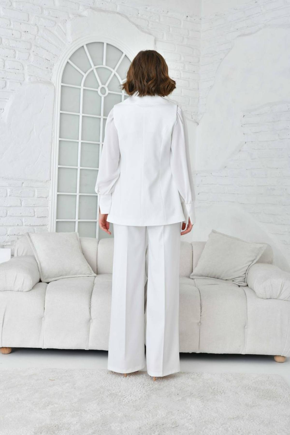 Women vest and pants suit Plus size wholesale White color 697264