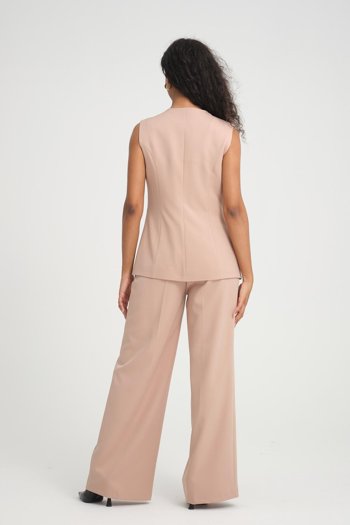 Women vest and pants suit Plus size wholesale Beige color 696669