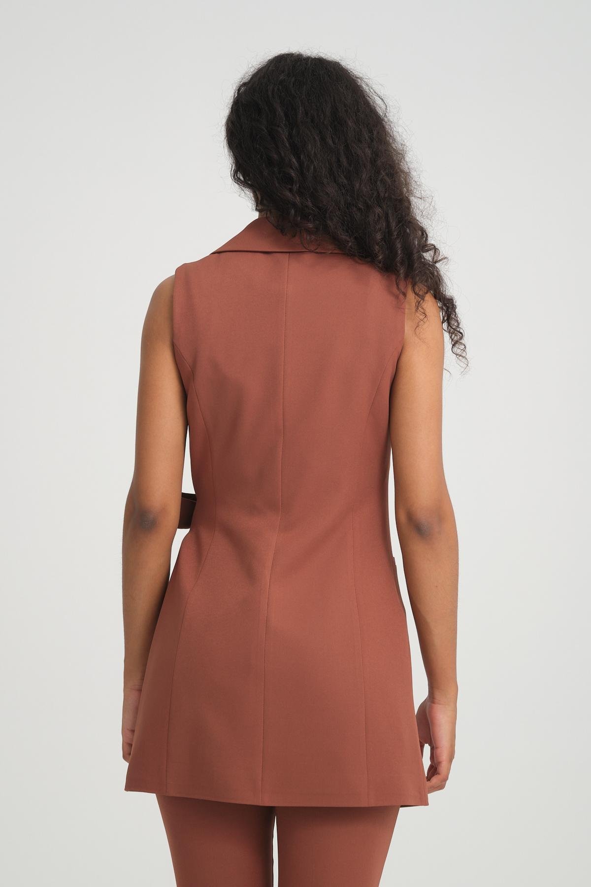 Women vest and pants suit Plus size wholesale Tobacco Brown color 696698