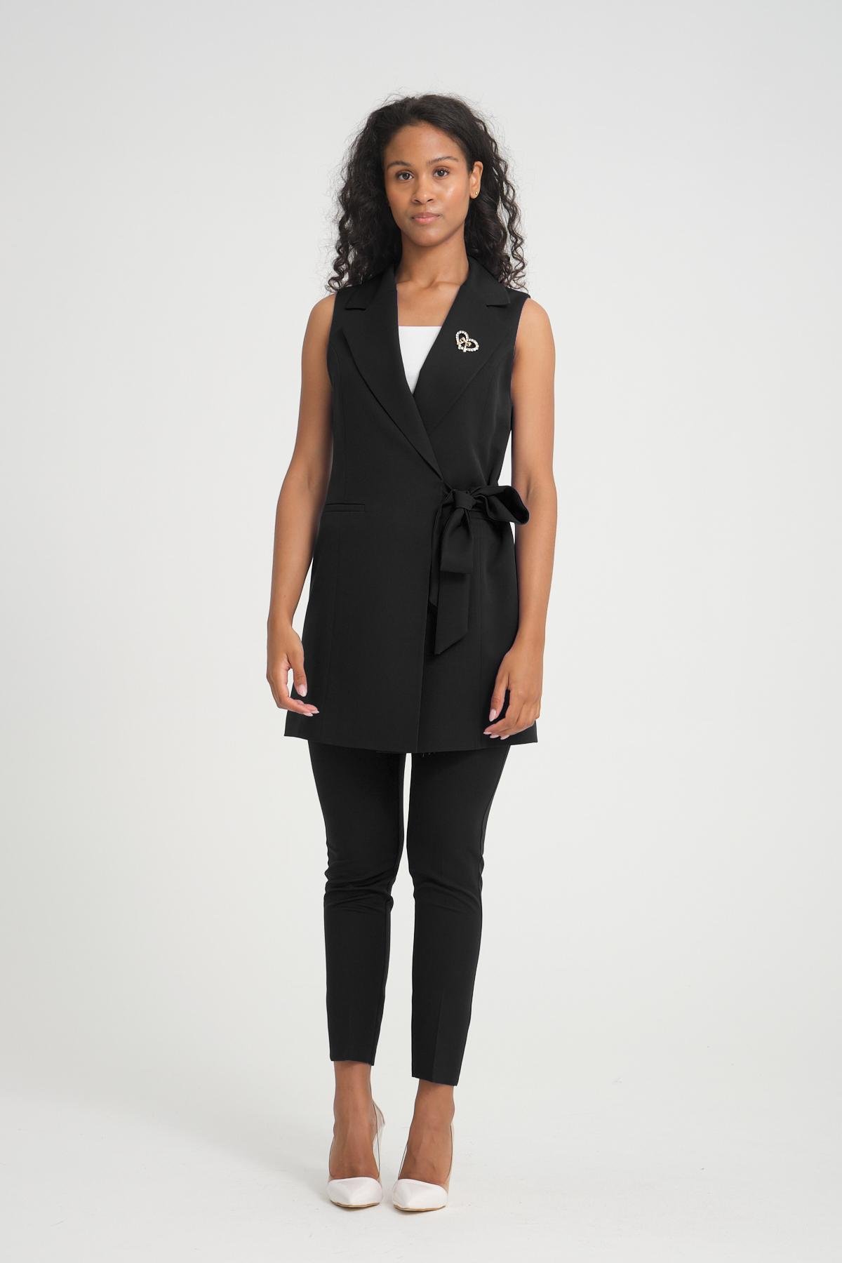 Women vest and pants suit Plus size wholesale Black color 696691