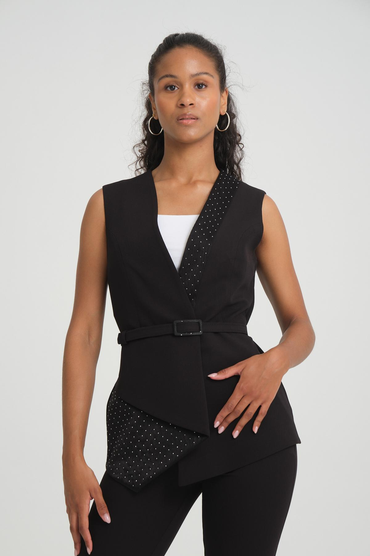 Women vest and pants suit Plus size wholesale Black color 696678