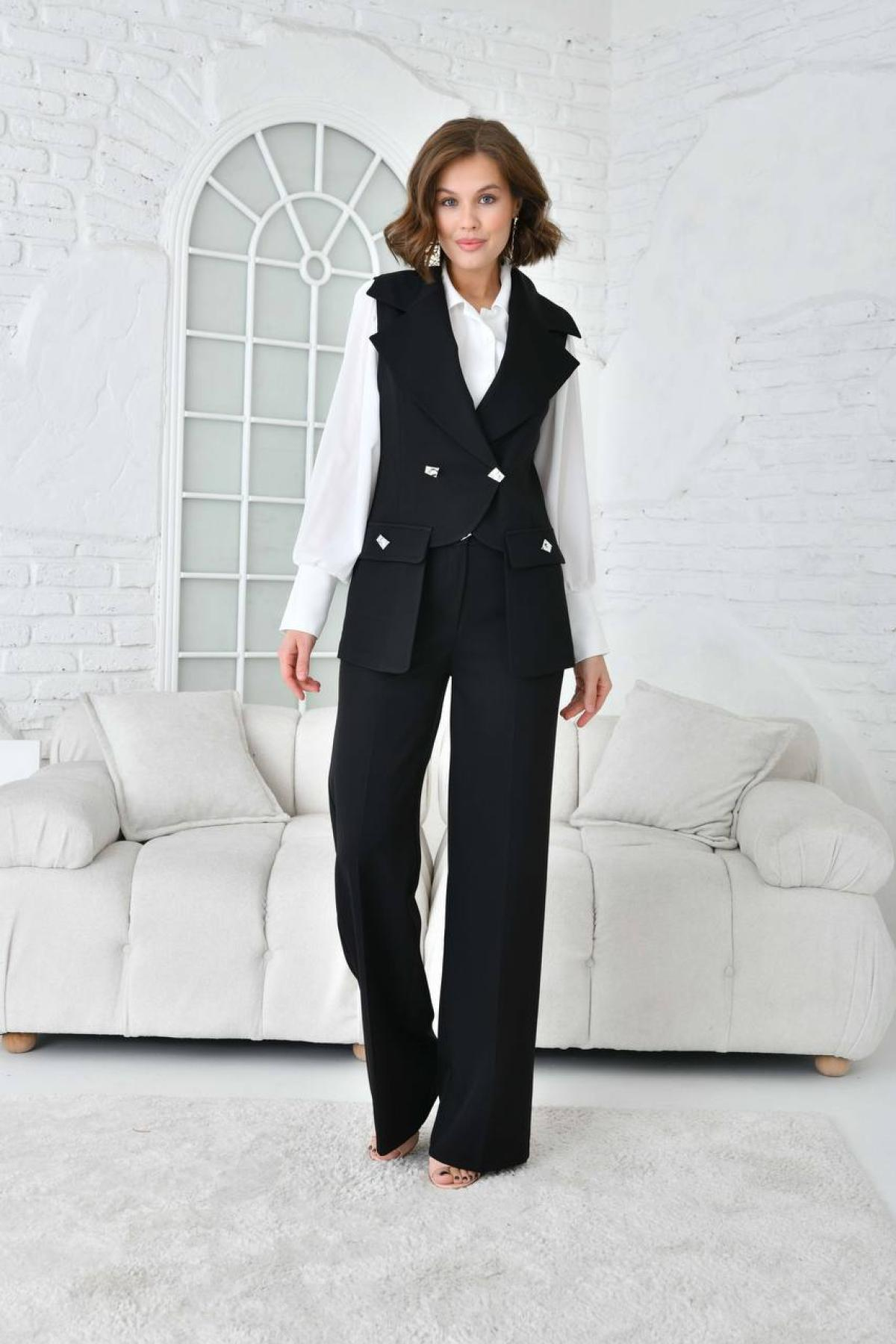Women vest and pants suit Plus size wholesale Black color 697263