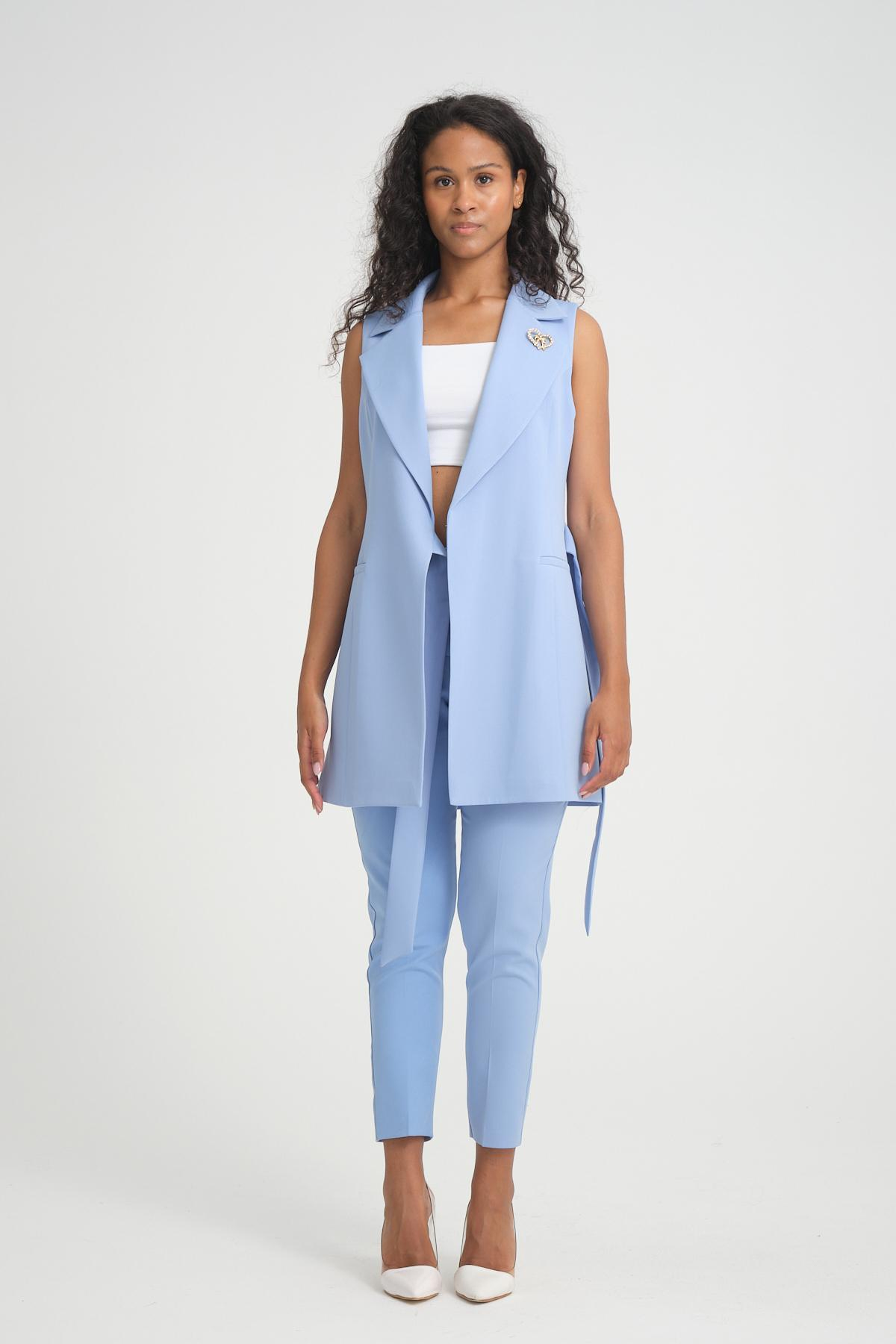 Women vest and pants suit Plus size wholesale Baby Blue color 696696