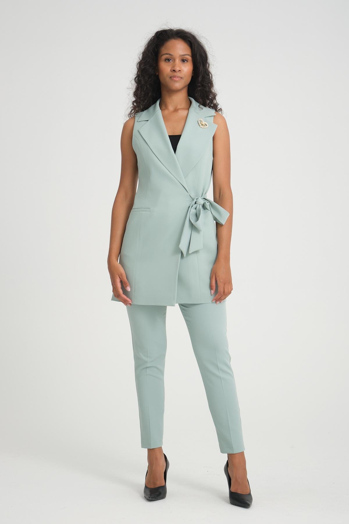 Women vest and pants suit Plus size wholesale Pale Mint color 696695