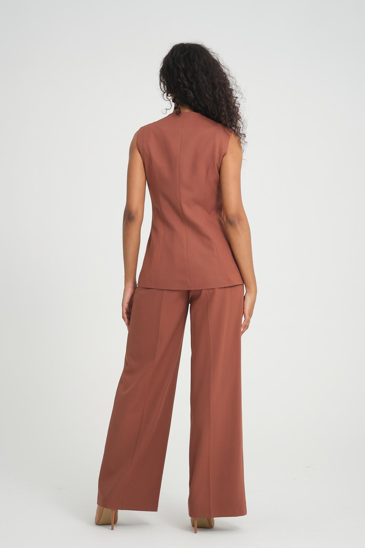 Women vest and pants suit Plus size wholesale Tobacco Brown color 696671