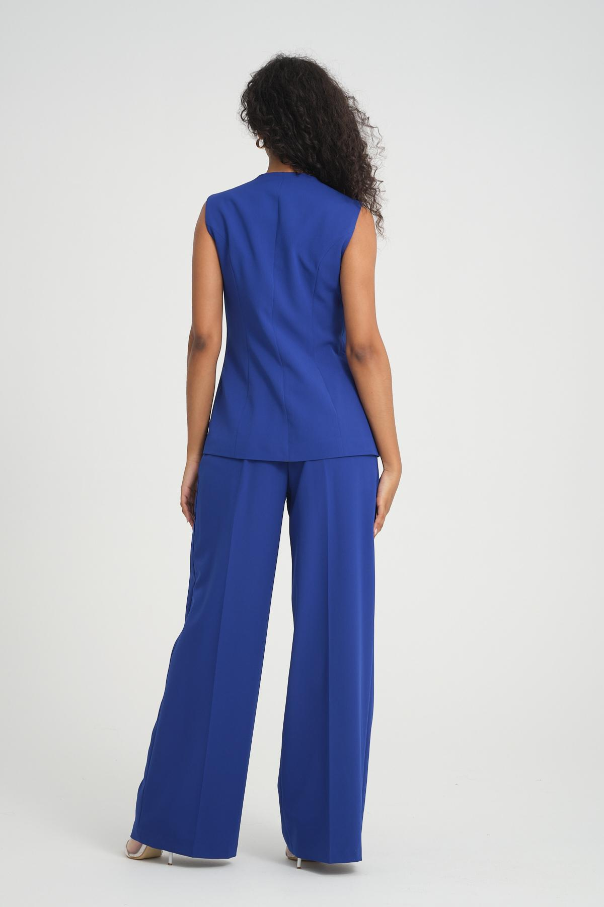 Women vest and pants suit Plus size wholesale Sax Blue color 696672