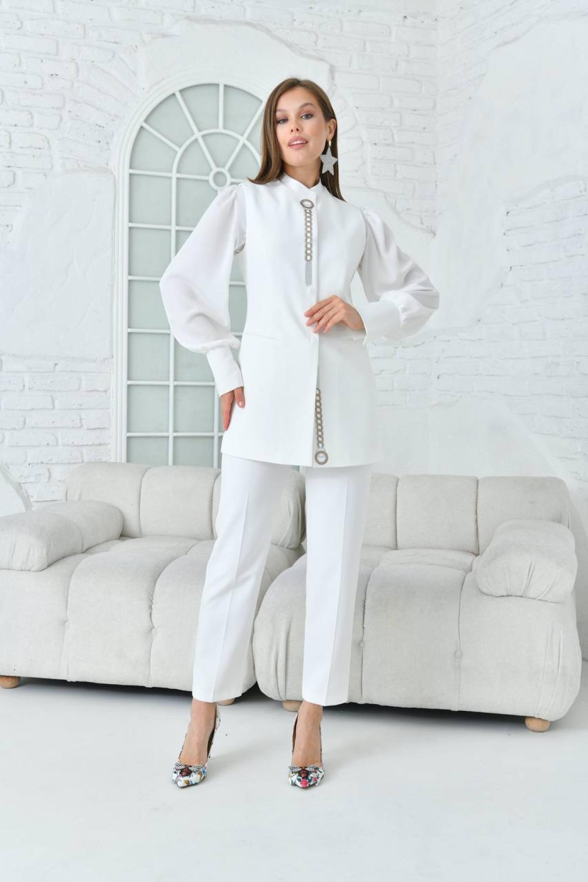 Women vest and pants suit Plus size wholesale White color 697276