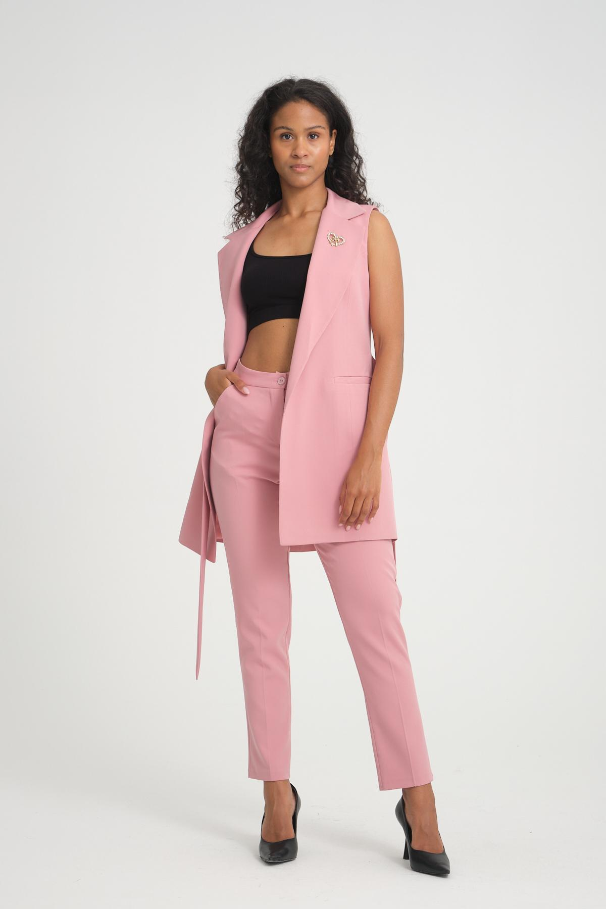 Women vest and pants suit Plus size wholesale Pink color 696694