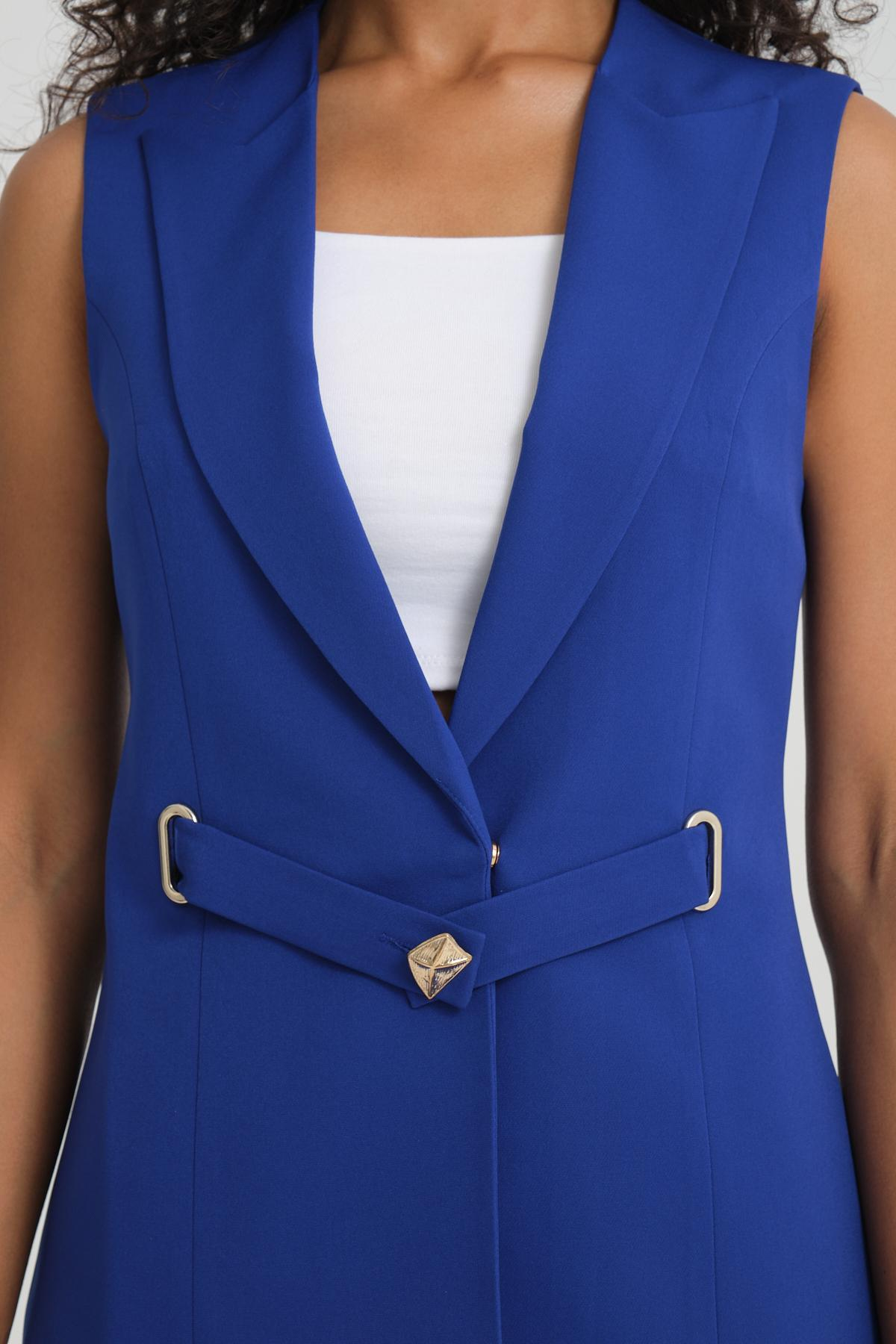 Women vest and pants suit Plus size wholesale Sax Blue color 696672