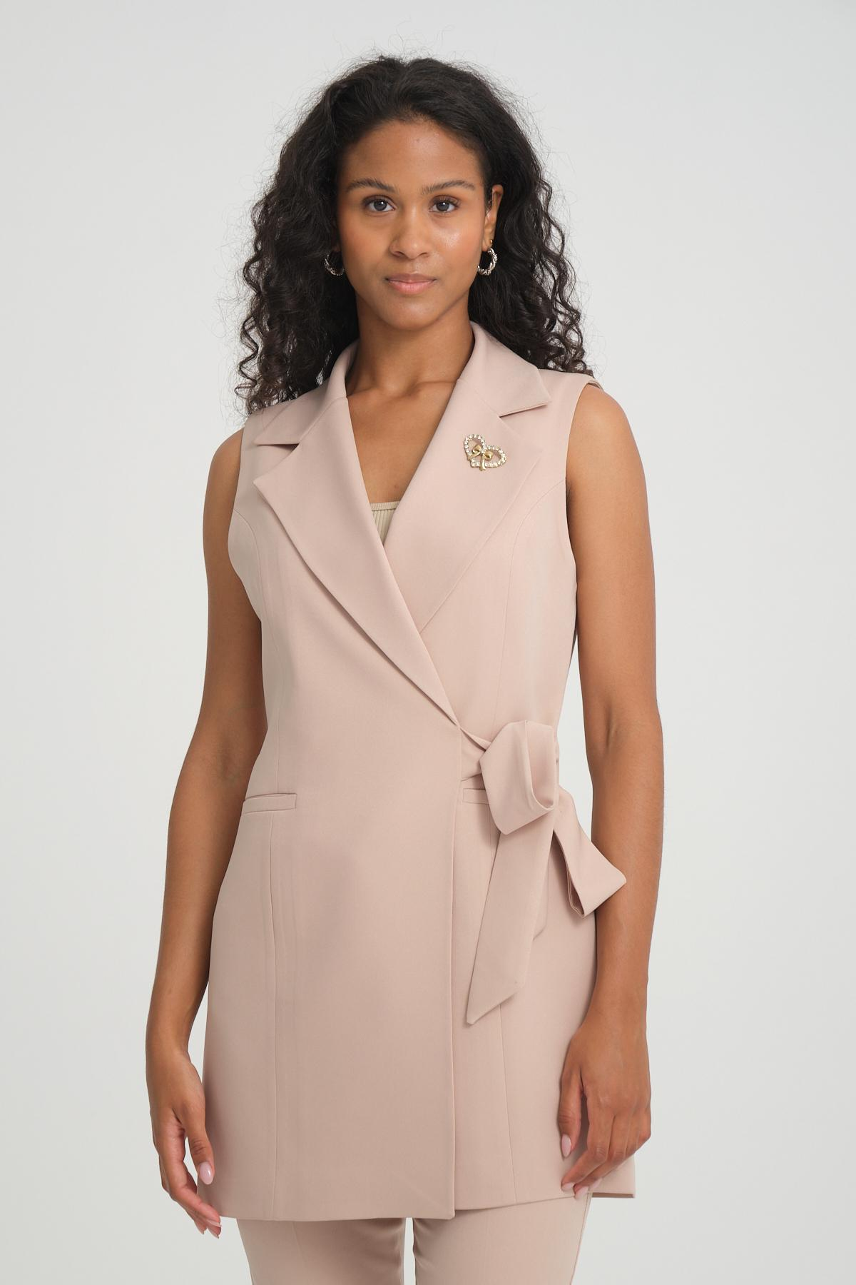 Women vest and pants suit Plus size wholesale Beige color 696693