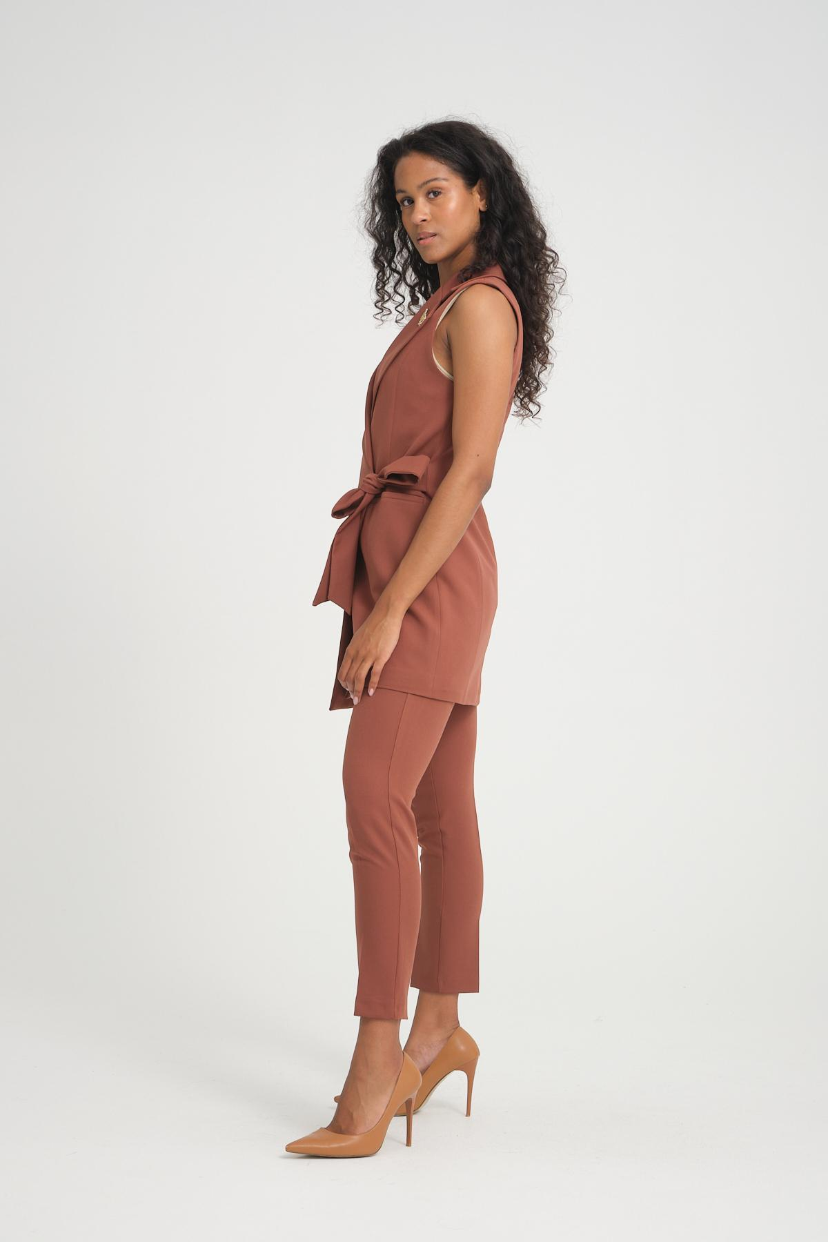 Women vest and pants suit Plus size wholesale Tobacco Brown color 696698