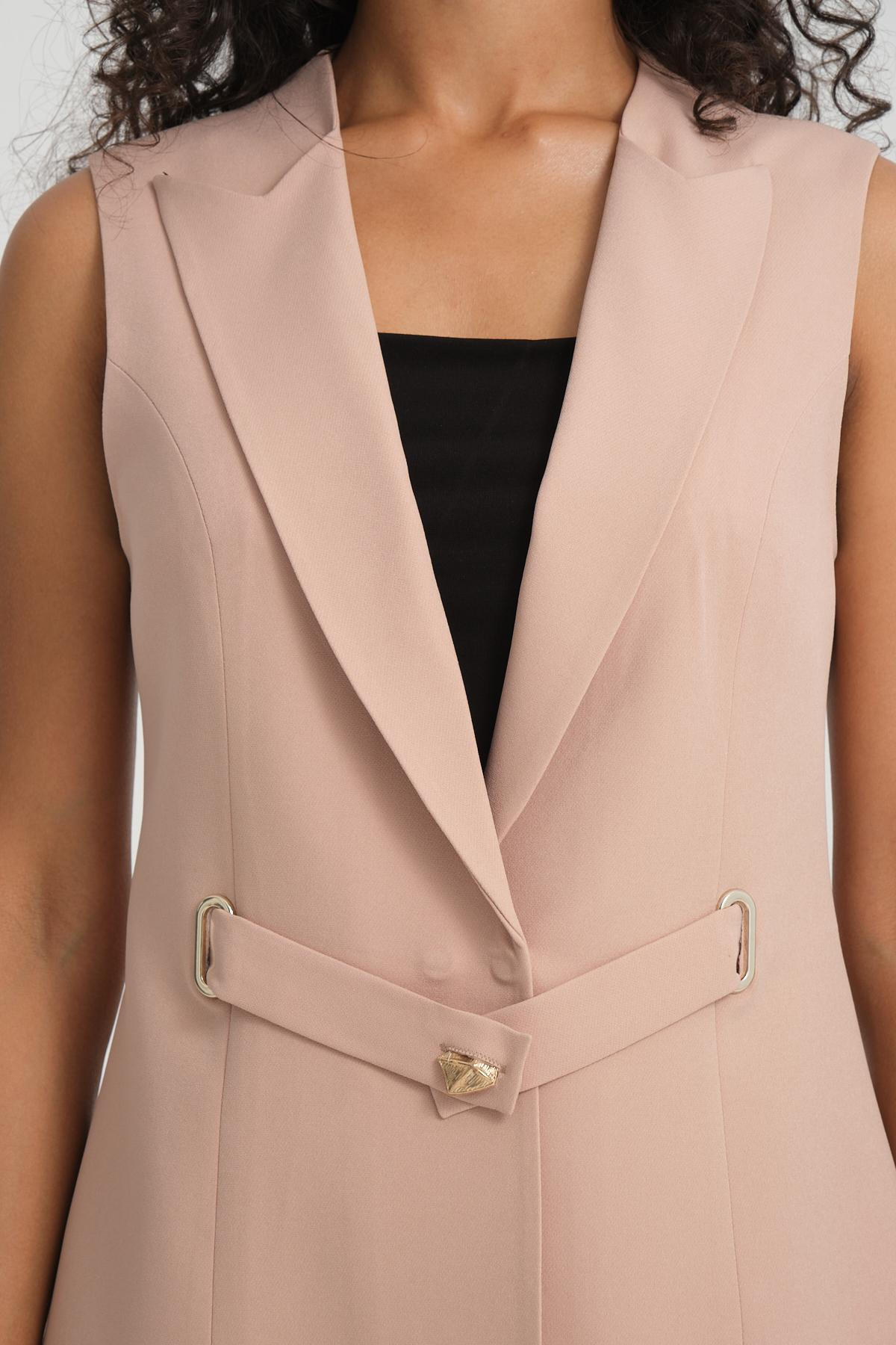 Women vest and pants suit Plus size wholesale Beige color 696669